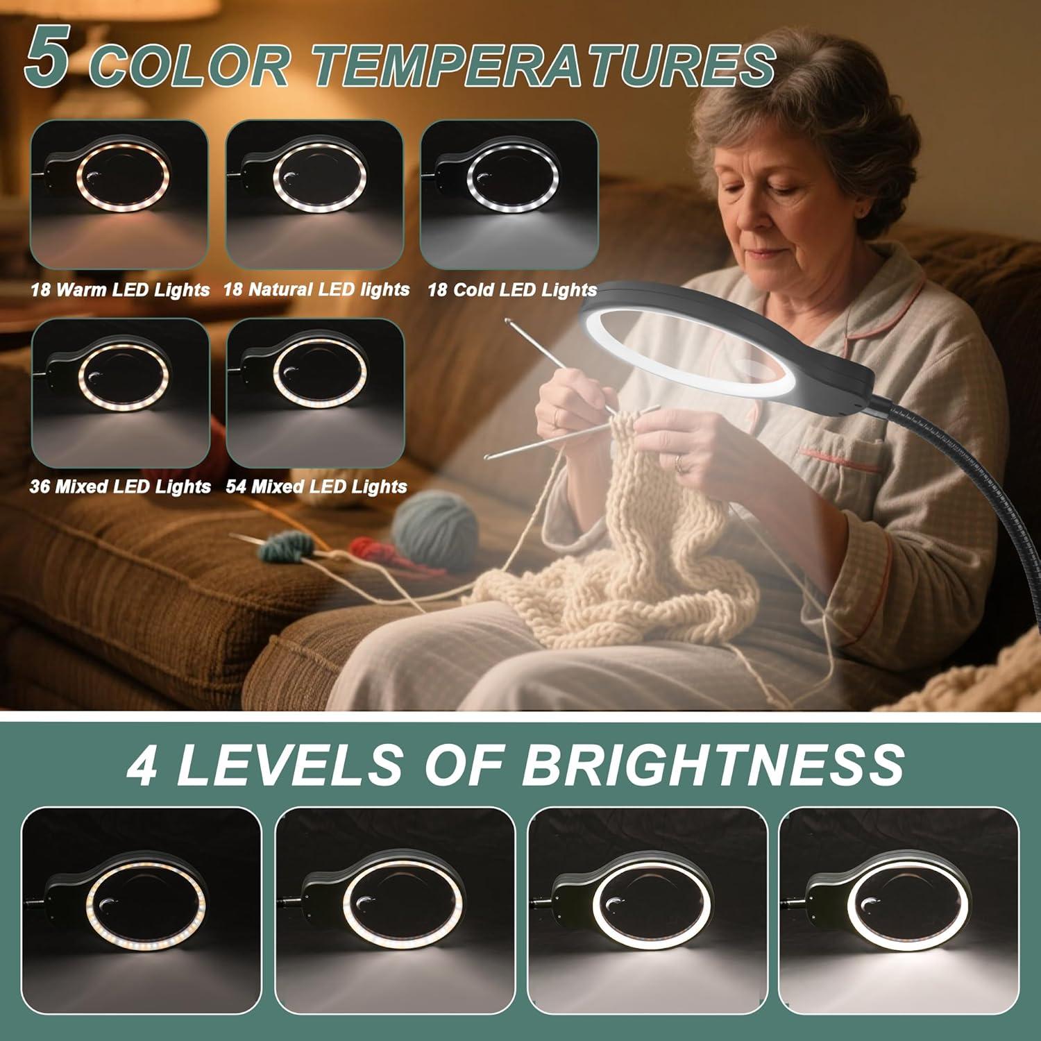 Lupa de Suelo JUOIFIP 10X 30X con Luz LED y Soporte Ajustable