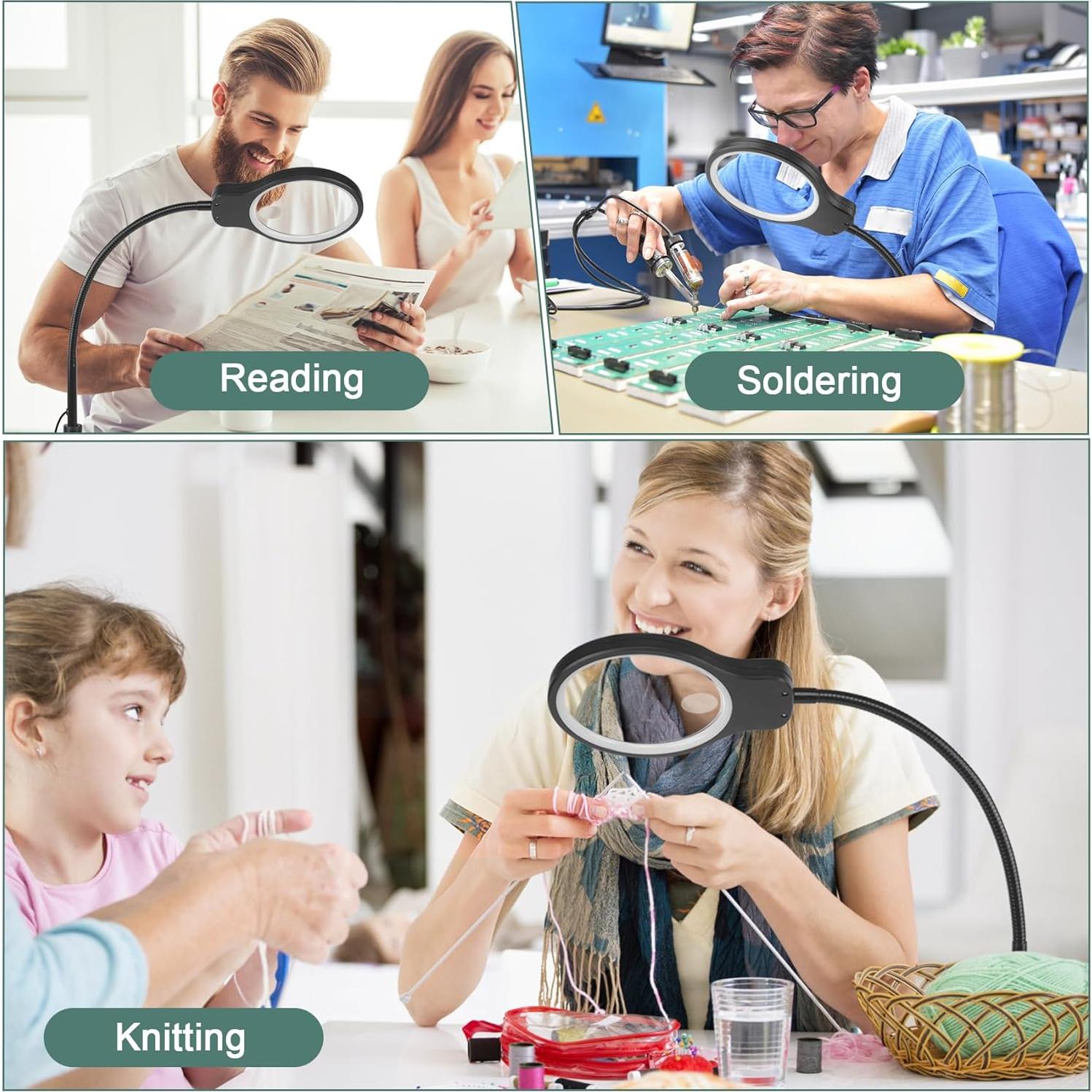 Lupa de Suelo JUOIFIP 10X 30X con Luz LED y Soporte Ajustable