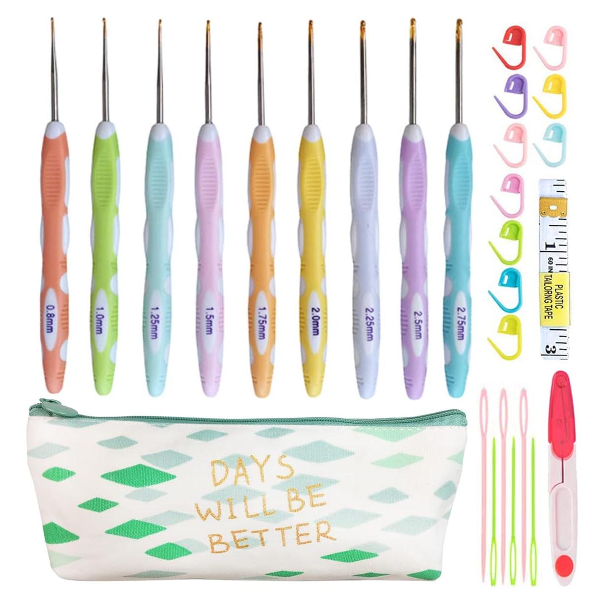 Conjunto de 27 Ganchillos Weabetfu 0.8mm a 2.75mm Ergonomicos