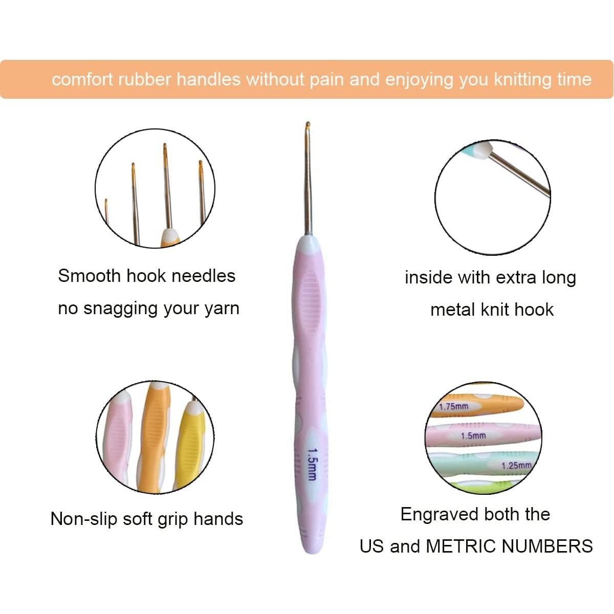 Conjunto de 27 Ganchillos Weabetfu 0.8mm a 2.75mm Ergonomicos