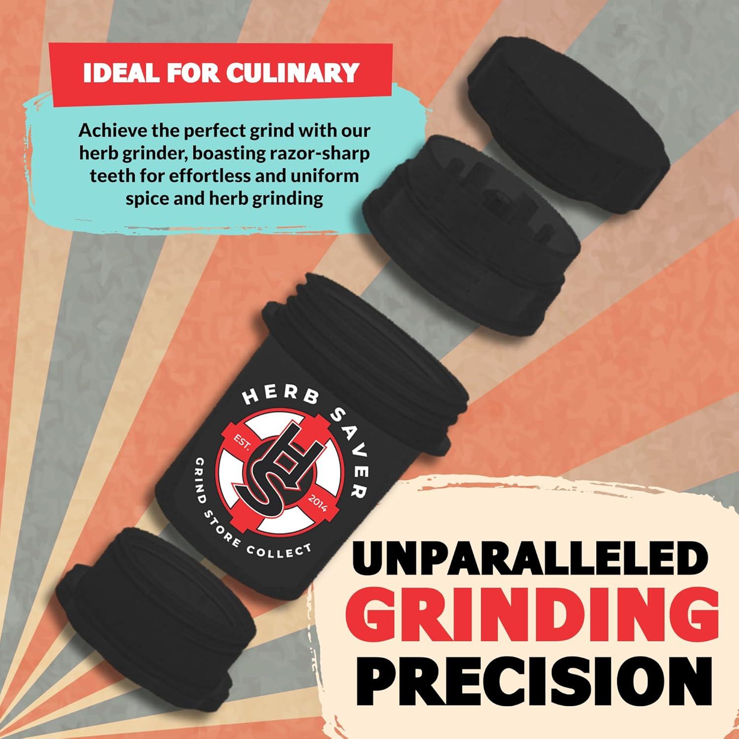 Molino HerbSaver HS Negro - Molino de Plástico Médico 21x15.6cm