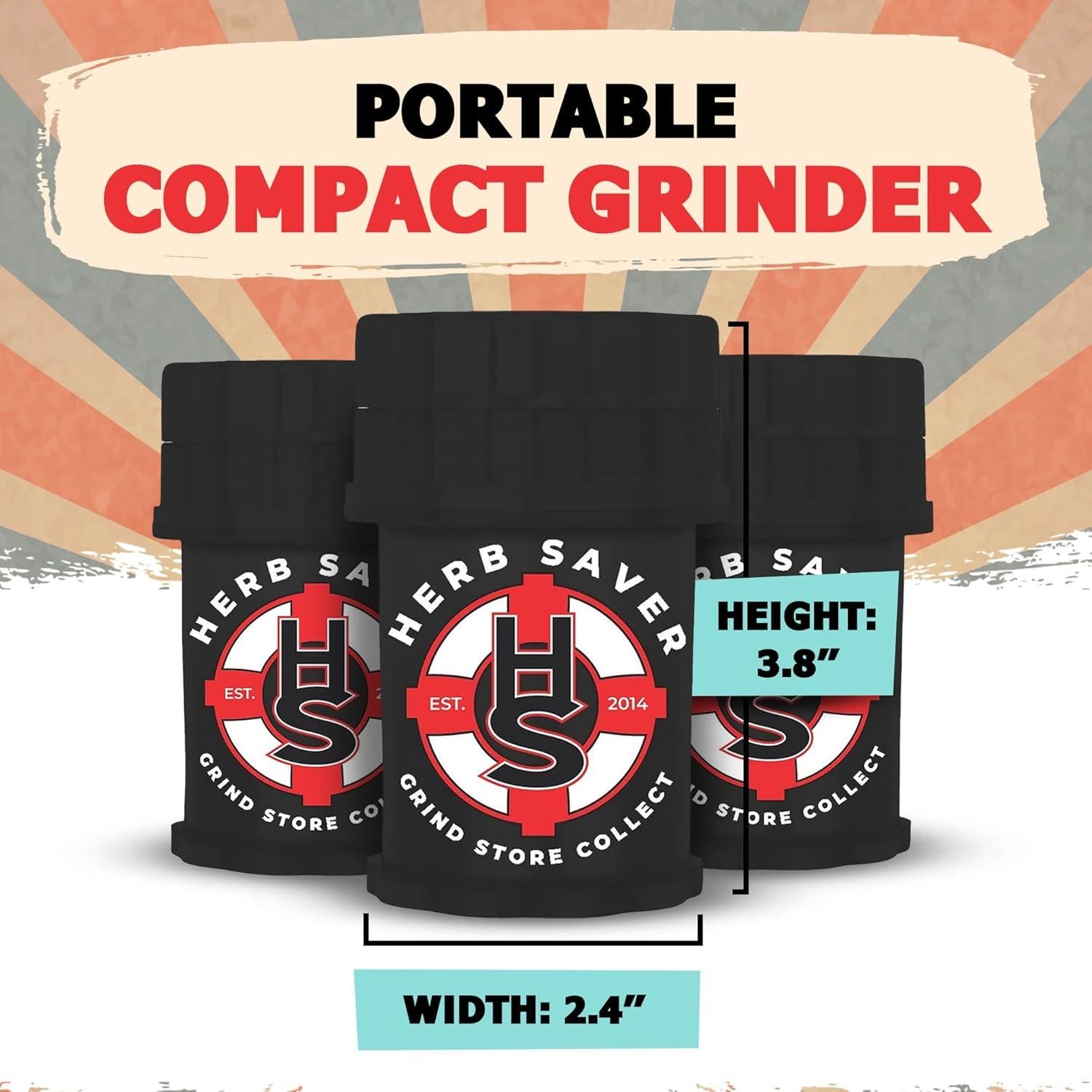 Molino HerbSaver HS Negro - Molino de Plástico Médico 21x15.6cm