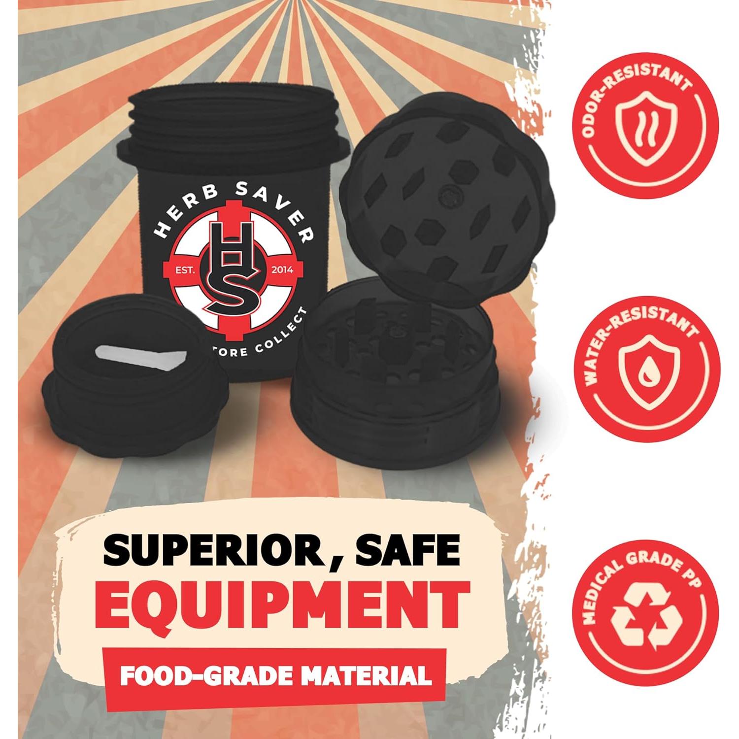 Molino HerbSaver HS Negro - Molino de Plástico Médico 21x15.6cm