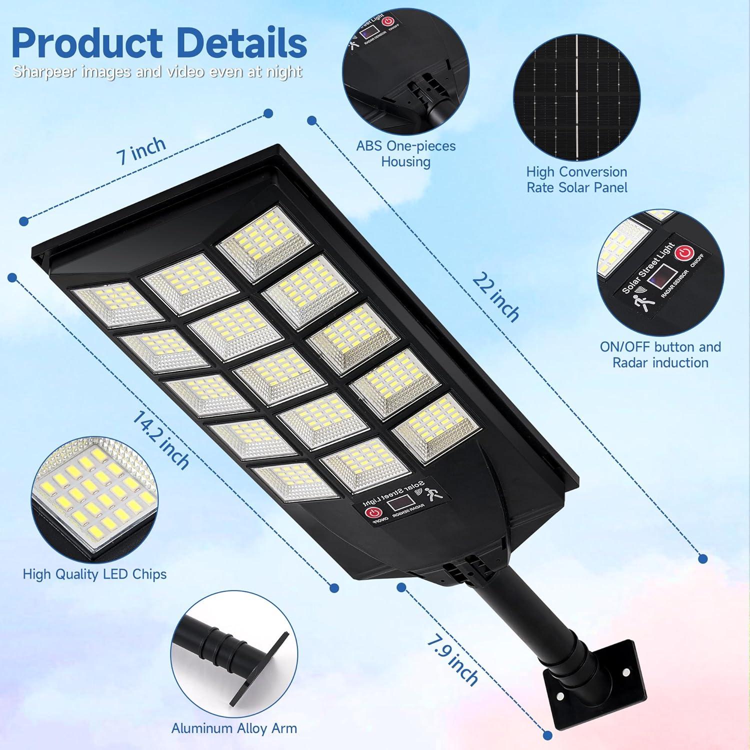 Luces Solares Impermeables AQRAOU 6500K con Sensor de Movimiento