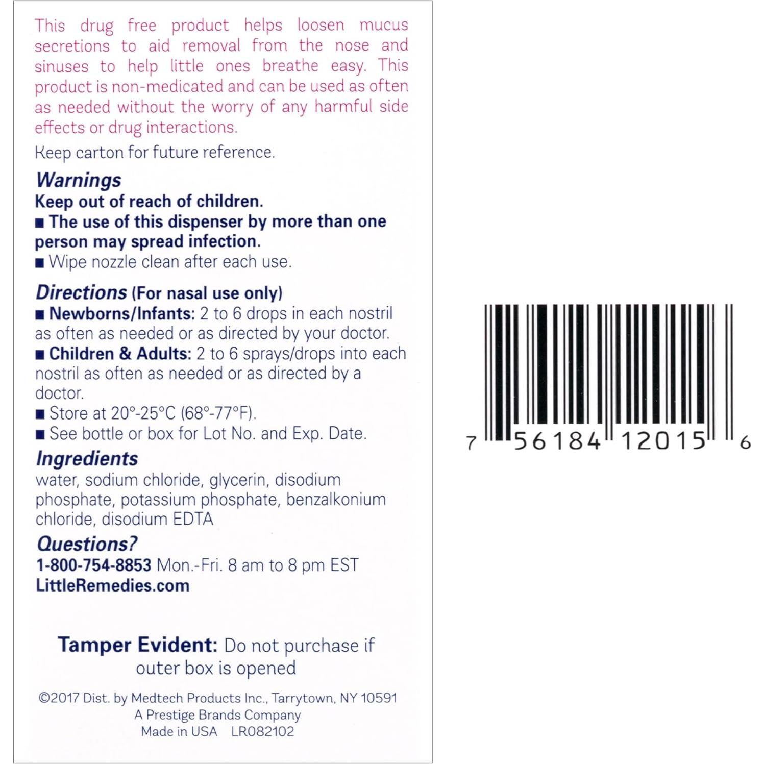 Pequeños Remedios Spray y Gotas Salinas 14.79 ml para Bebés