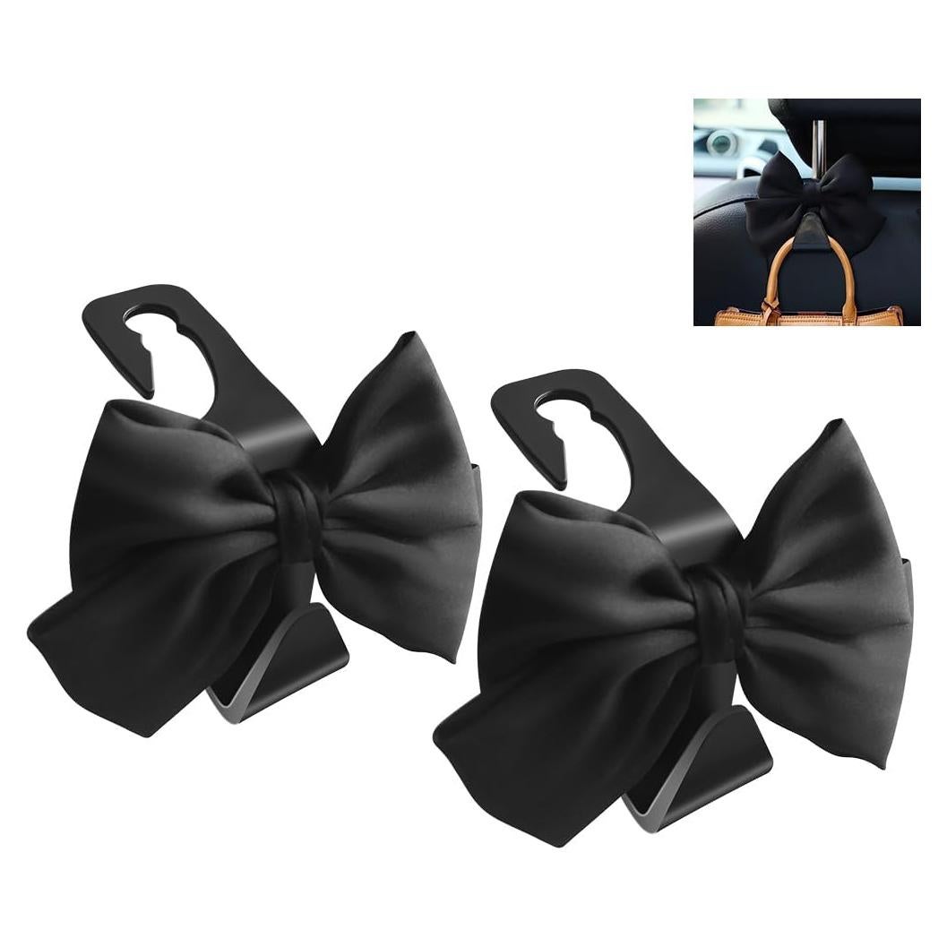 2 Ganchos para Bolsos de Auto LIFOPY - Ahorra Espacio, Seda Negra