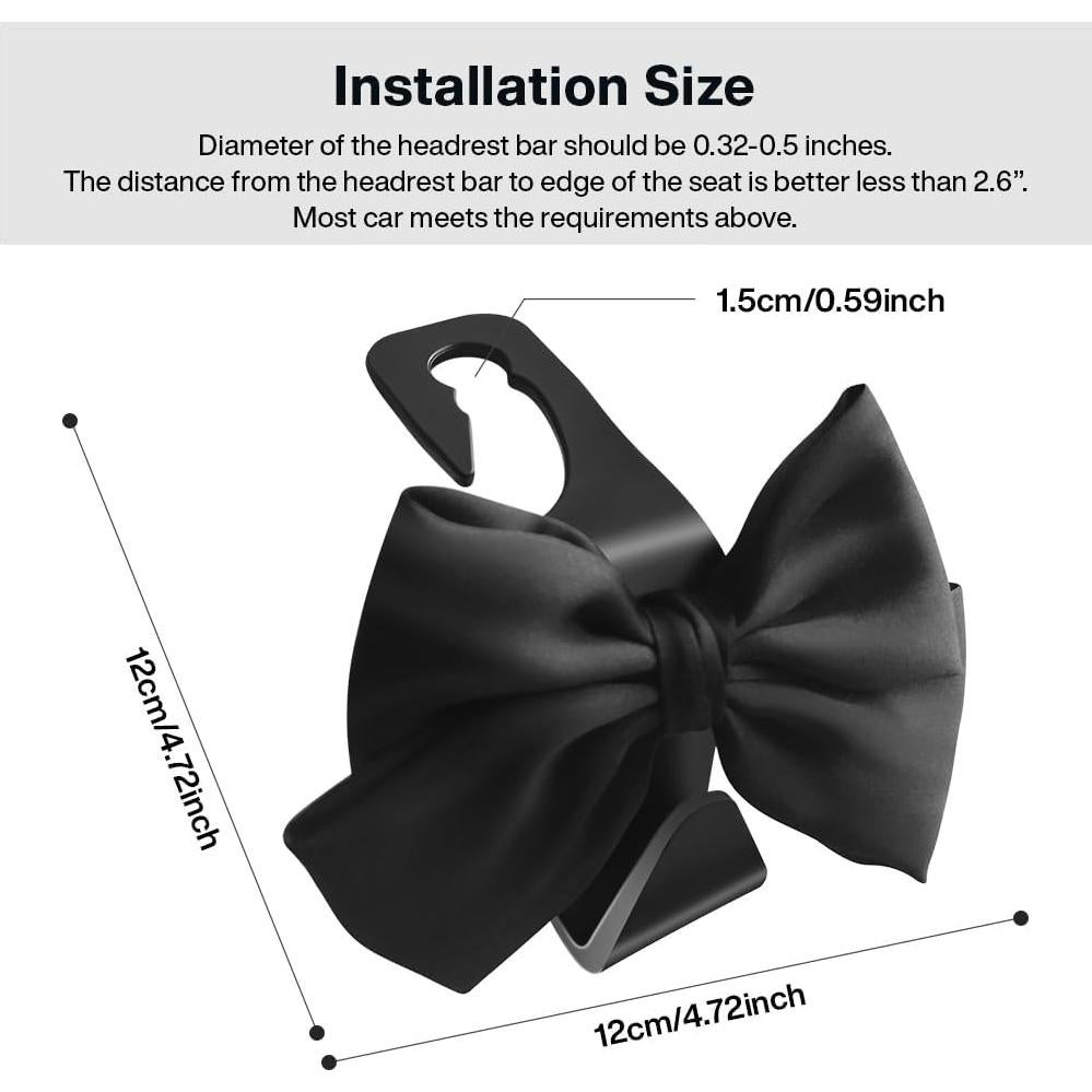 2 Ganchos para Bolsos de Auto LIFOPY - Ahorra Espacio, Seda Negra