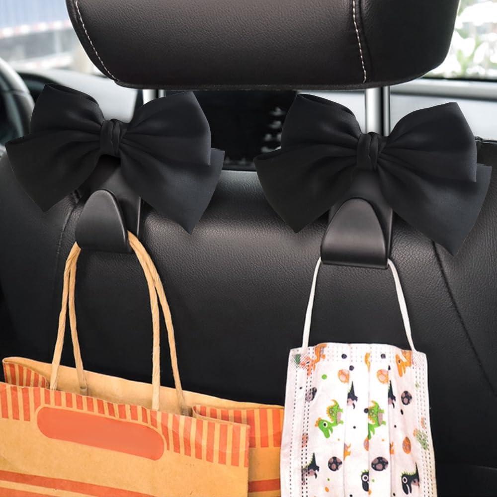 2 Ganchos para Bolsos de Auto LIFOPY - Ahorra Espacio, Seda Negra