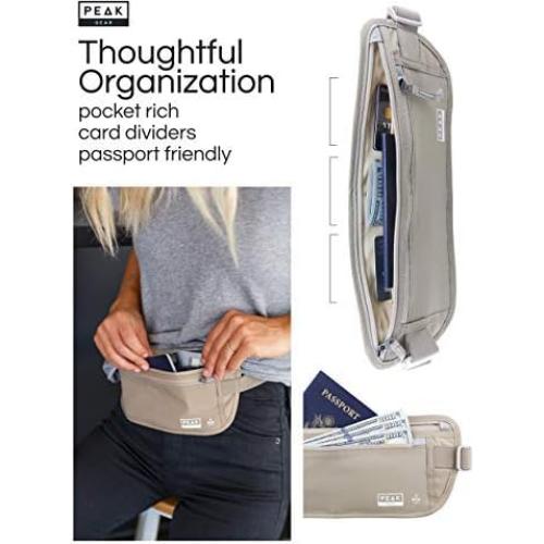 Cinturón de Dinero de Viaje Peak Gear Beige con Protección RFID
