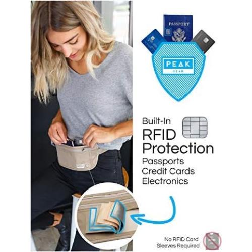 Cinturón de Dinero de Viaje Peak Gear Beige con Protección RFID