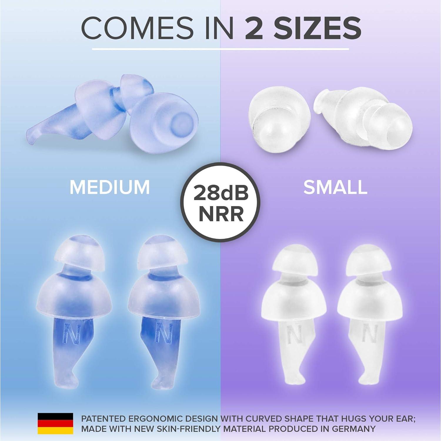 Tapones para oídos LaloLab | Reutilizables, 2 tamaños, 28 dB NRR