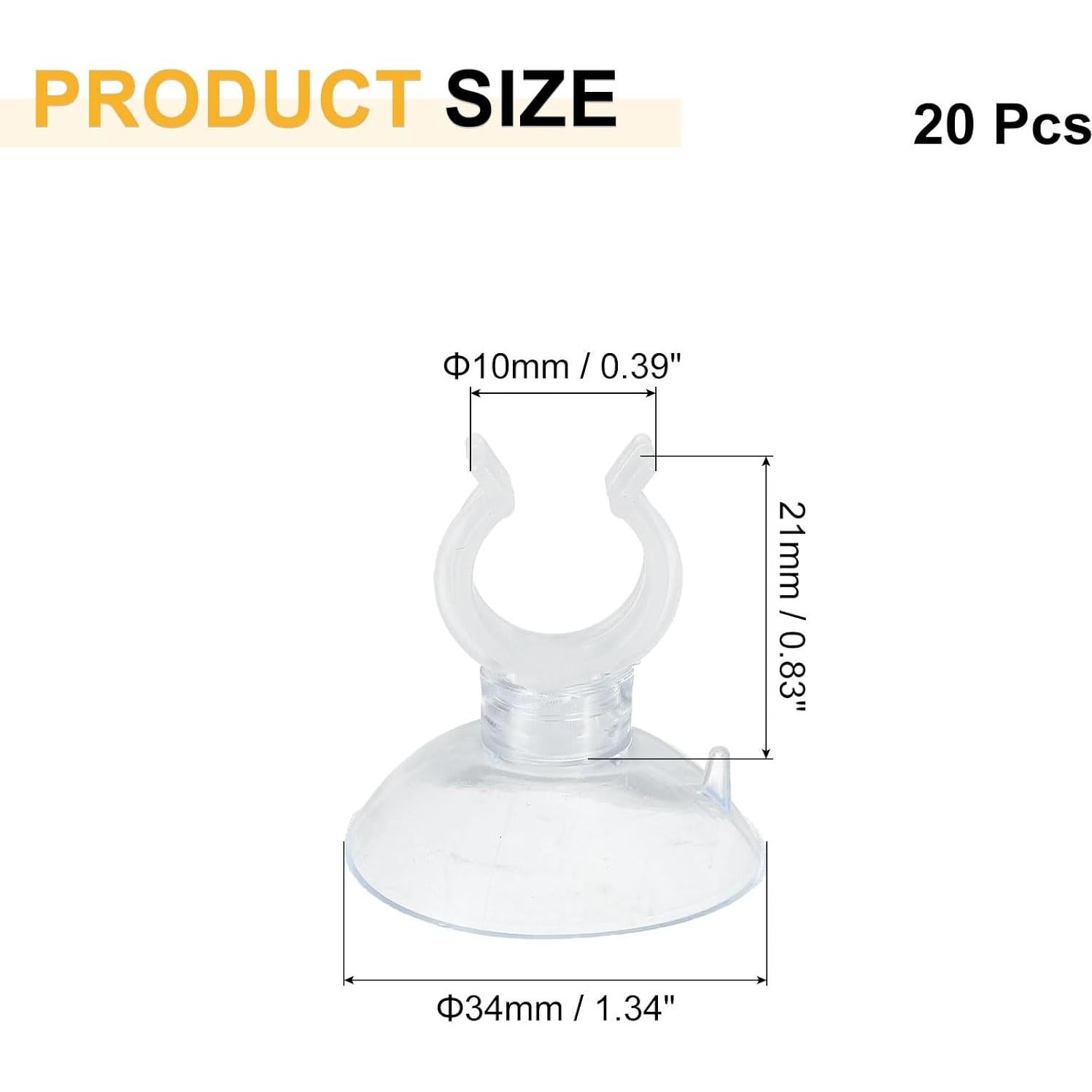 Clips de Ventosa para Acuario uxcell 20 Pcs 10 mm Transparente