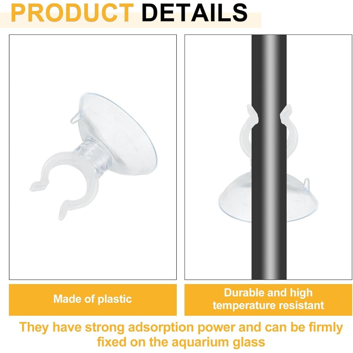 Clips de Ventosa para Acuario uxcell 20 Pcs 10 mm Transparente