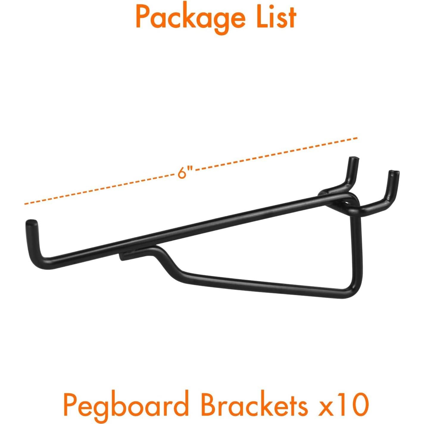 Ganchos de Tablero Perforado G.CORE 6" (15.24 cm) Paquete de 10