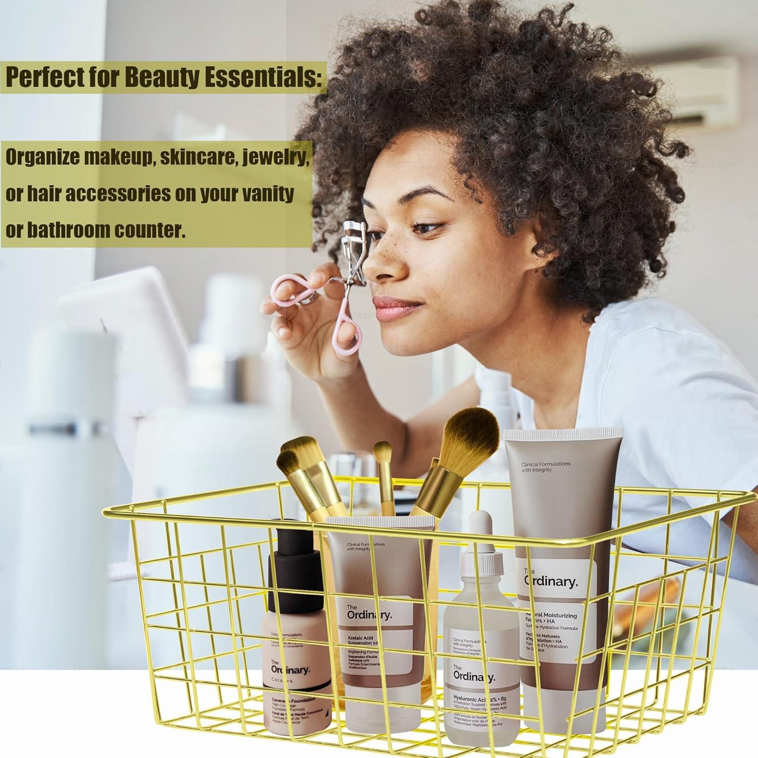 Cesta de Almacenamiento LUANT de Hierro Forjado Oro 30x20x15 cm