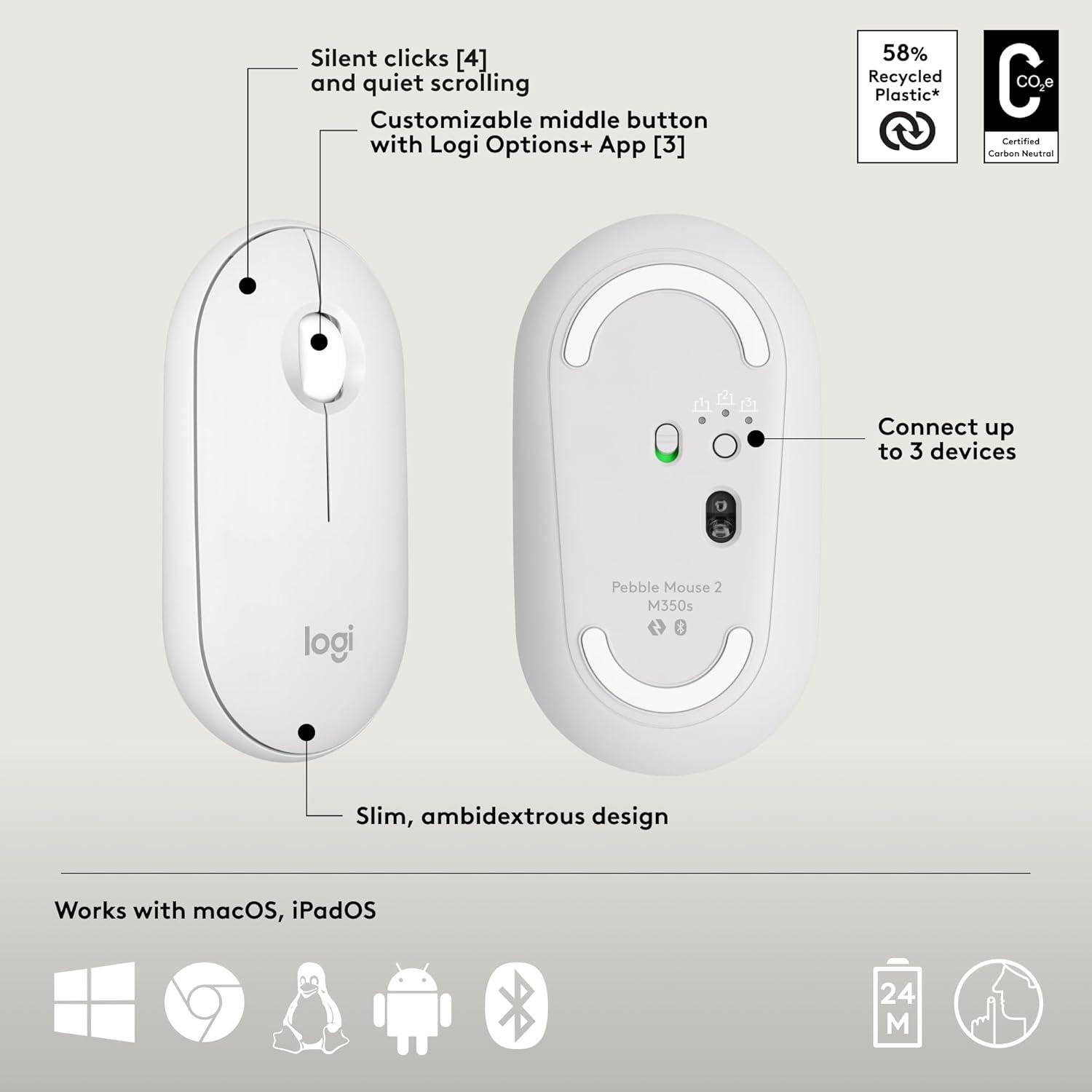 Combo Logitech Pebble 2 para Mac, Teclado y Ratón Inalámbricos