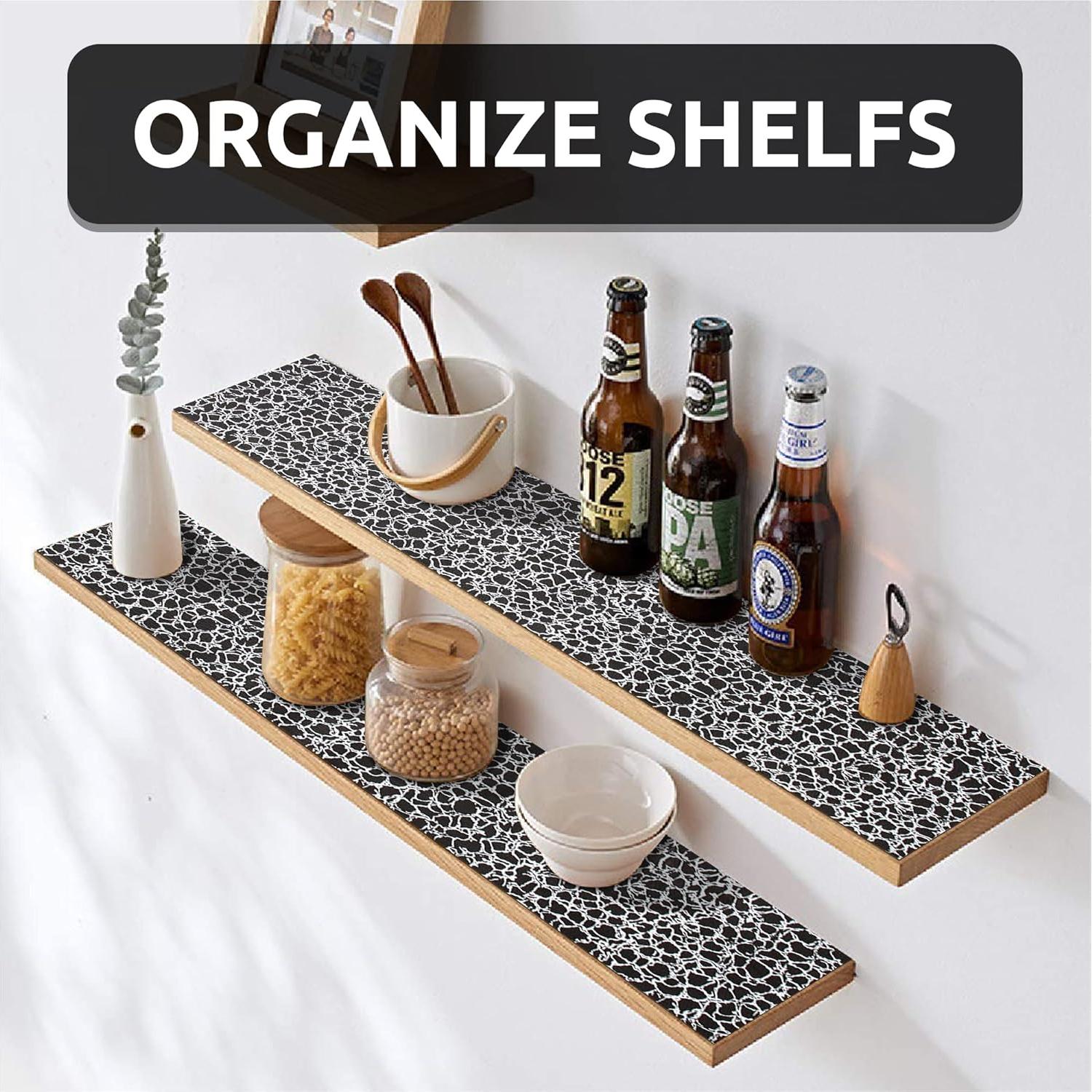 Forro de Estante PVC FIFTY FEET 30.48x304.8cm Antideslizante Grieta Negra