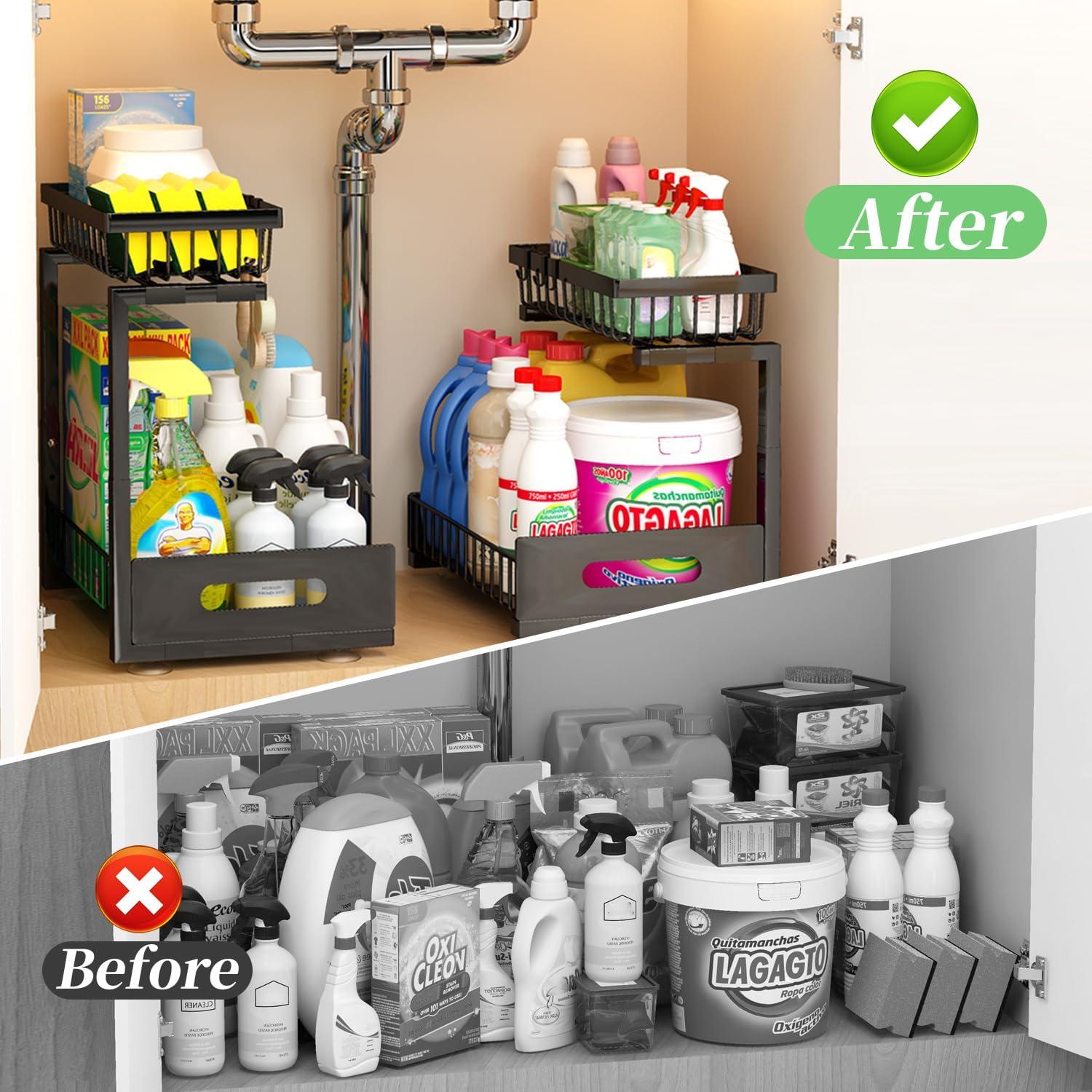 Organizador Bajo Fregadero ADBIU 2 Niveles Ajustable 29-41 cm