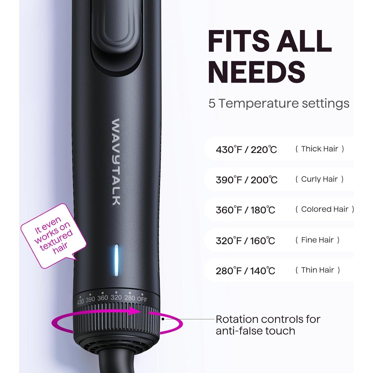 Rizador y Plancha Wavytalk Airflow Styler 2 en 1 3.18 cm