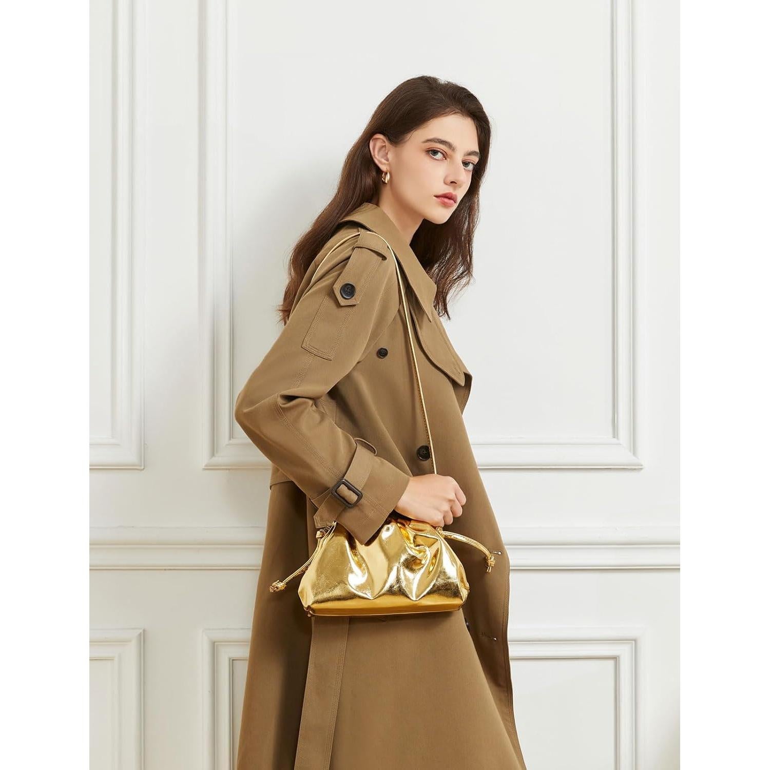 Bolso de mano de cuero vegano negro para mujer - Nube