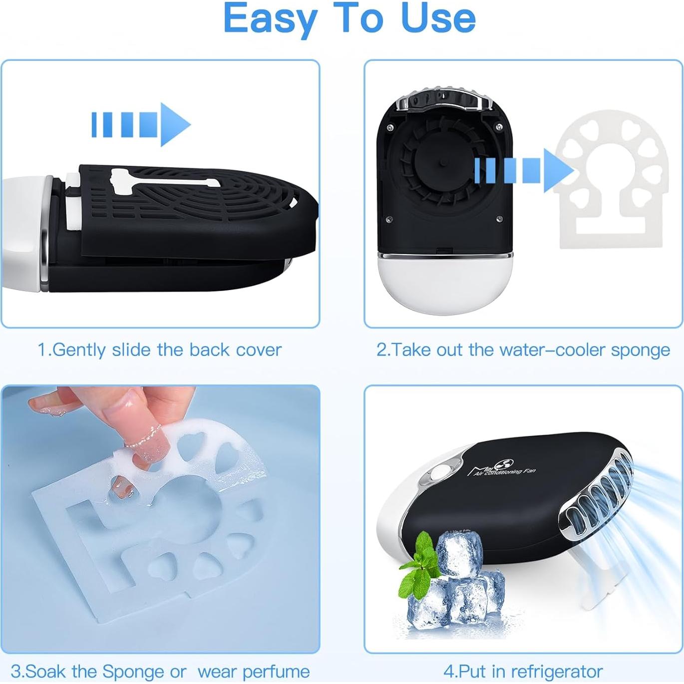 Mini Ventilador de Pestañas Mlogiroa Portátil USB C Negro