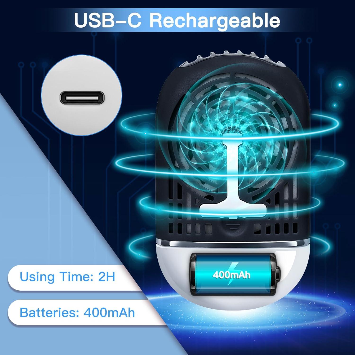 Mini Ventilador de Pestañas Mlogiroa Portátil USB C Negro