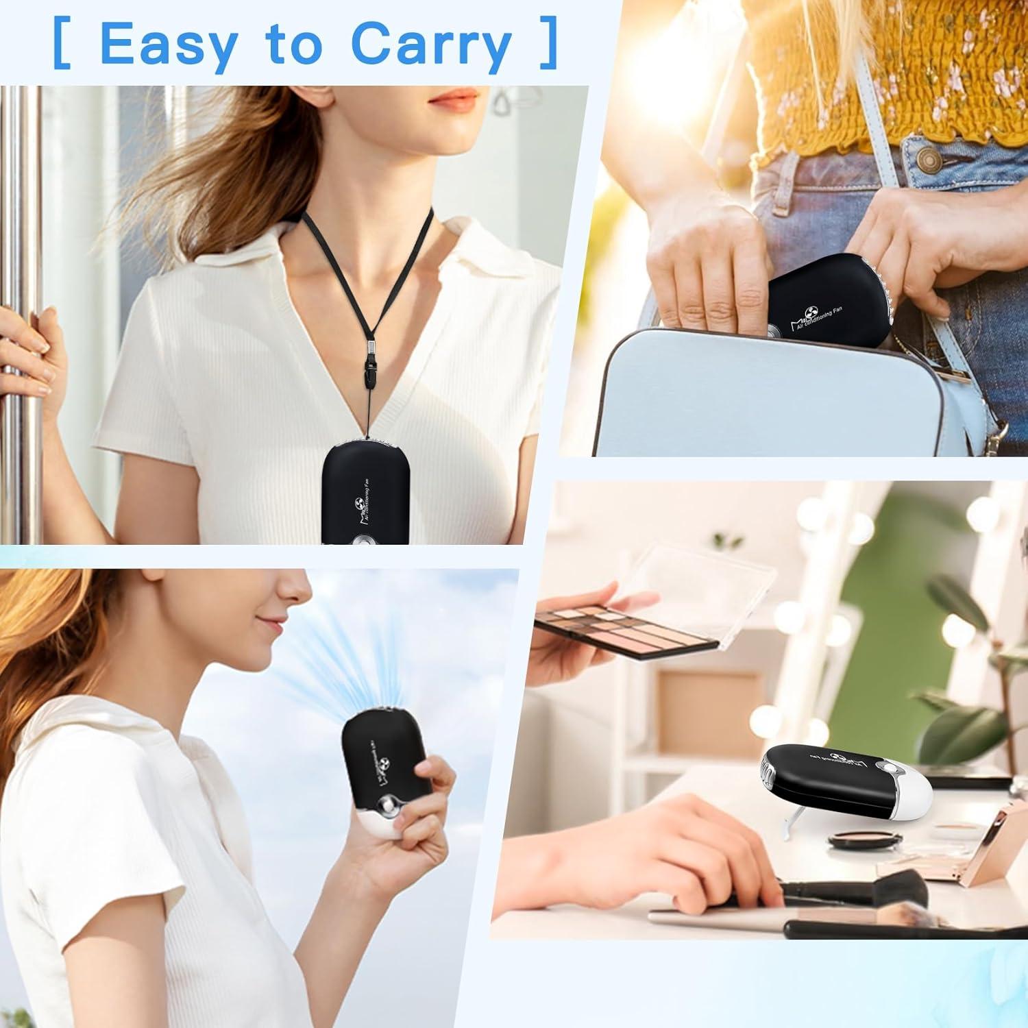 Mini Ventilador de Pestañas Mlogiroa Portátil USB C Negro