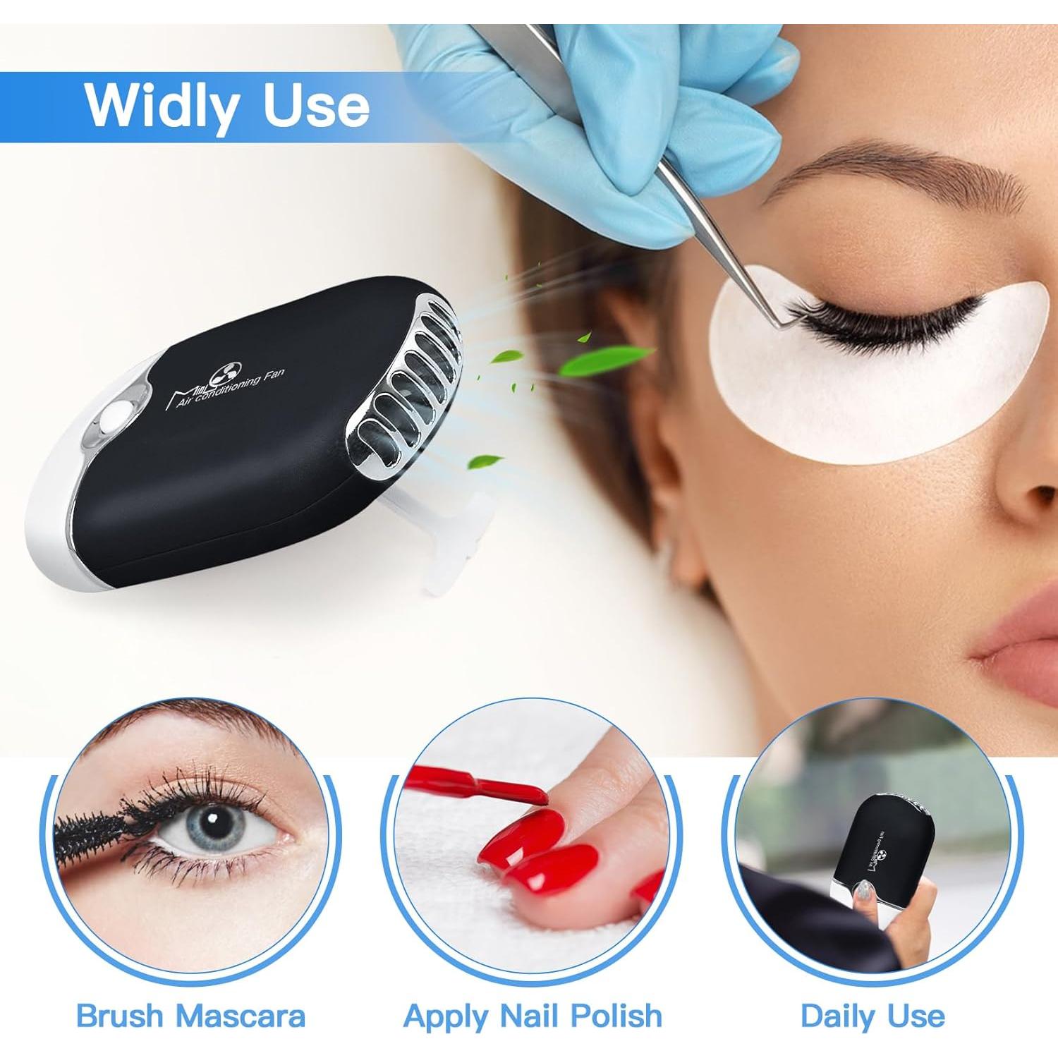 Mini Ventilador de Pestañas Mlogiroa Portátil USB C Negro