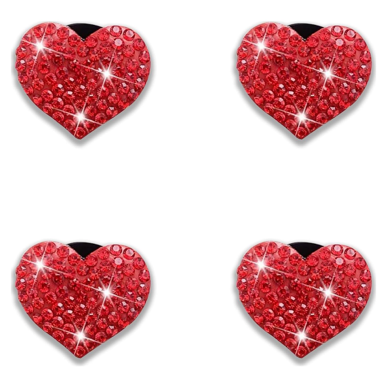 4 Clips de Ventilación Luminuti Corazón Brillante Rojo