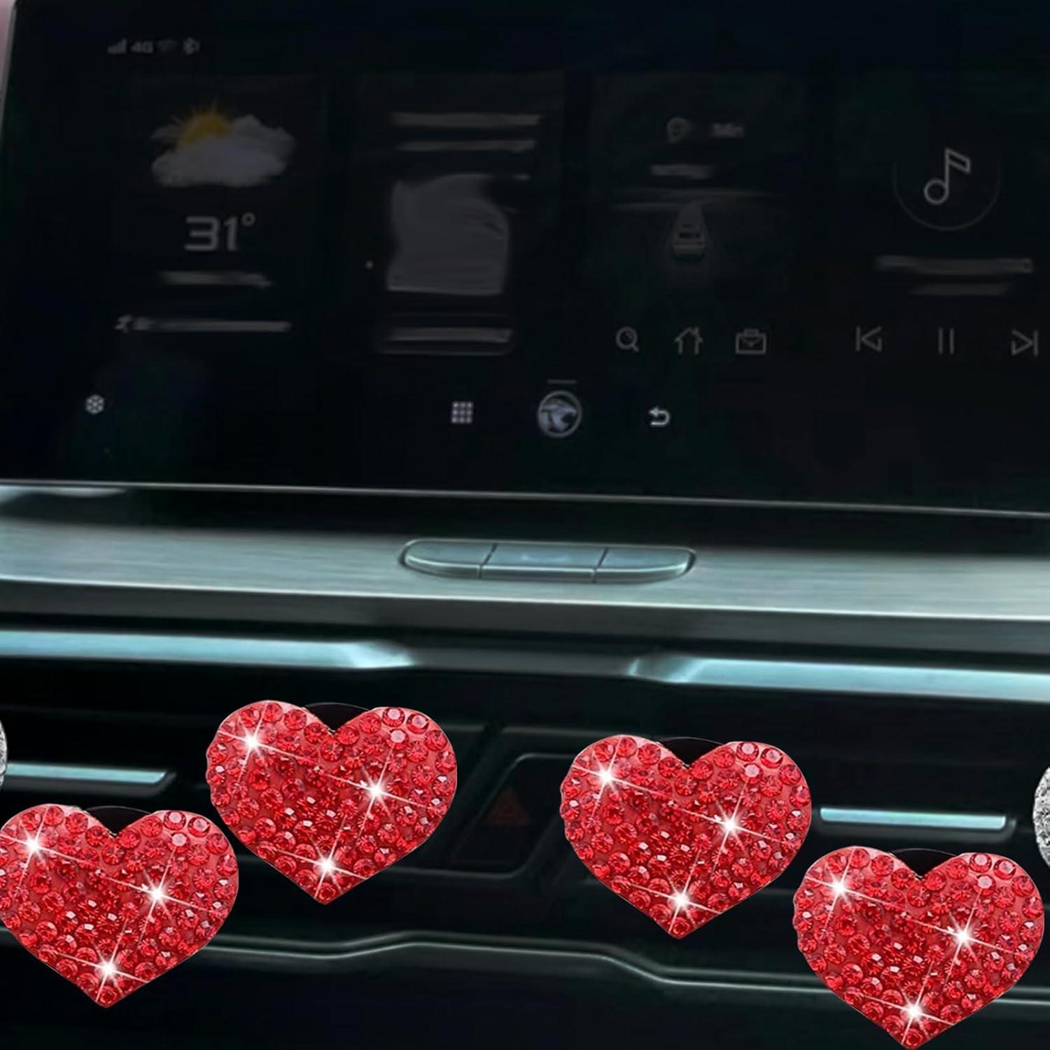 4 Clips de Ventilación Luminuti Corazón Brillante Rojo