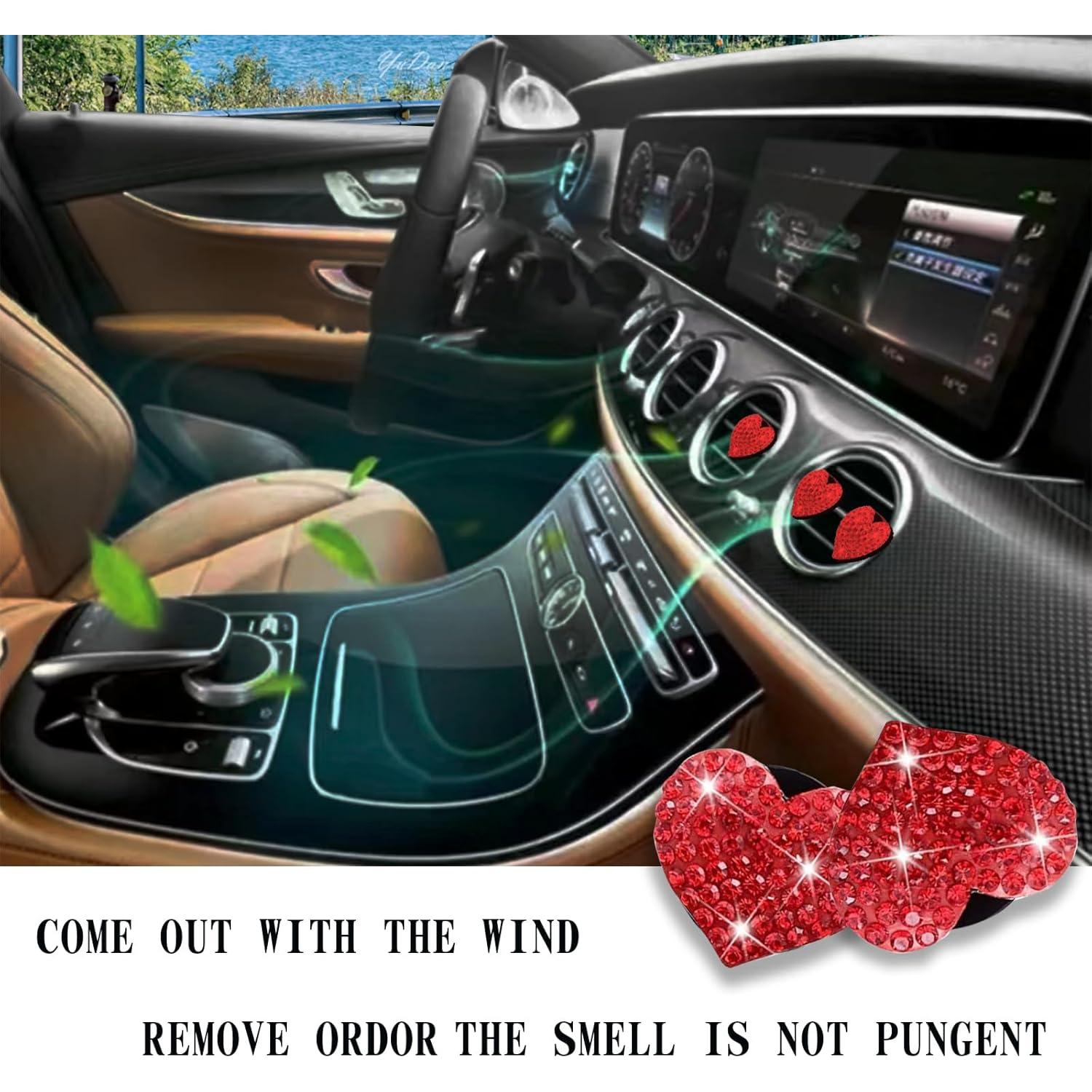 4 Clips de Ventilación Luminuti Corazón Brillante Rojo