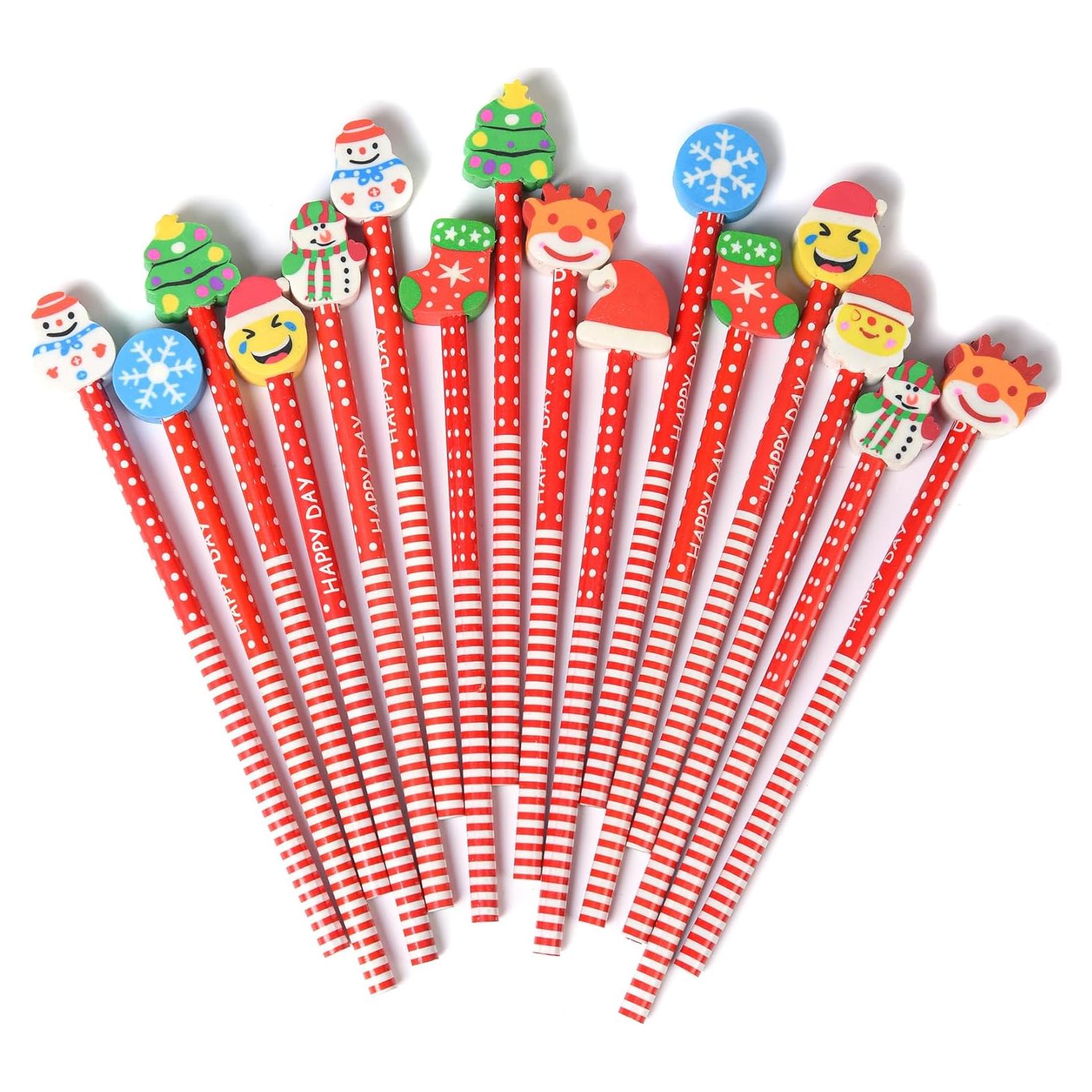 Set de 28 Lápices de Navidad QDXATIVP con Borradores Divertidos