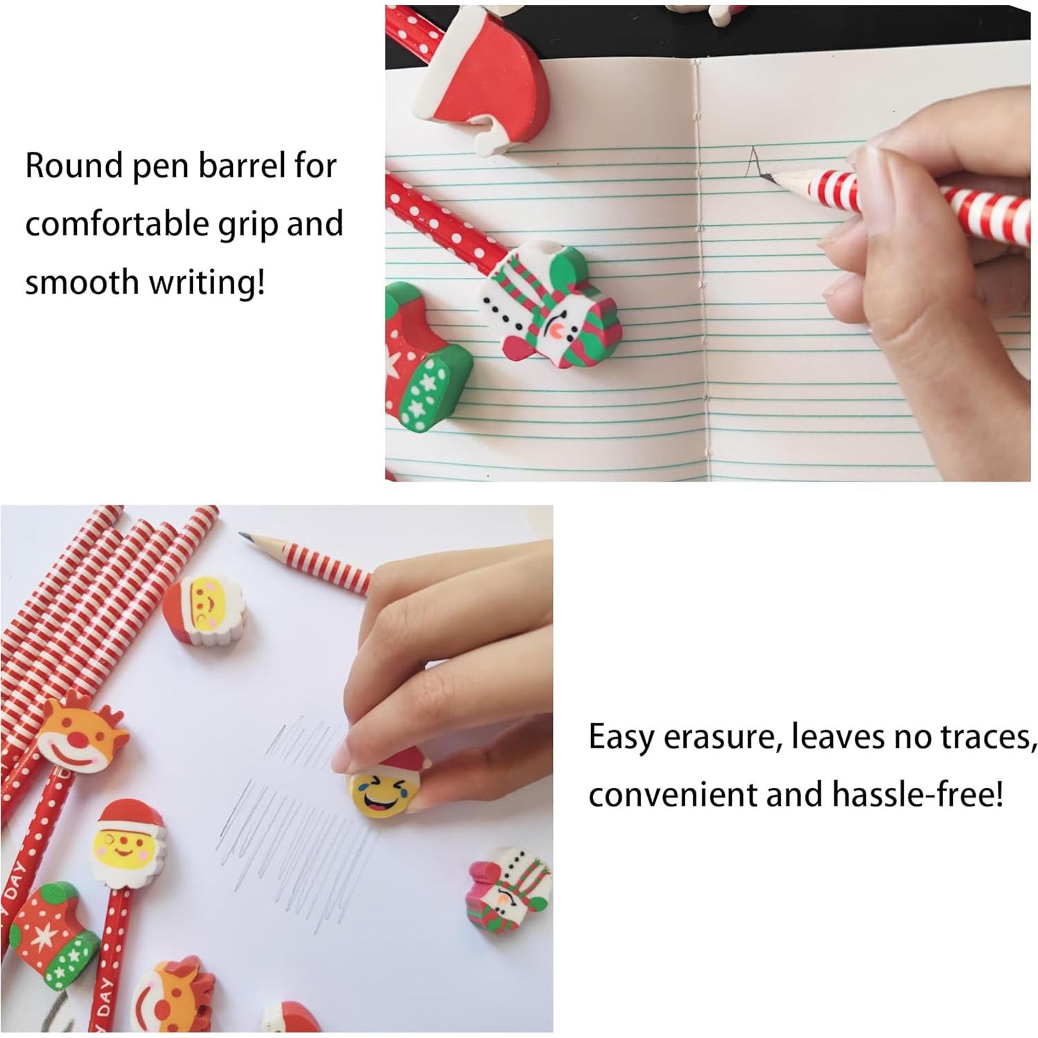 Set de 28 Lápices de Navidad QDXATIVP con Borradores Divertidos