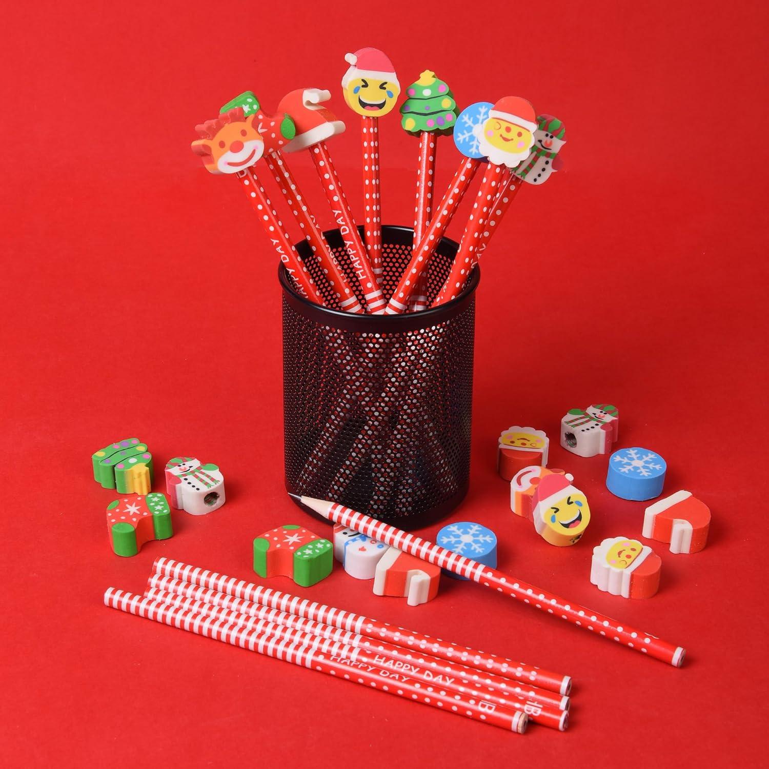 Set de 28 Lápices de Navidad QDXATIVP con Borradores Divertidos