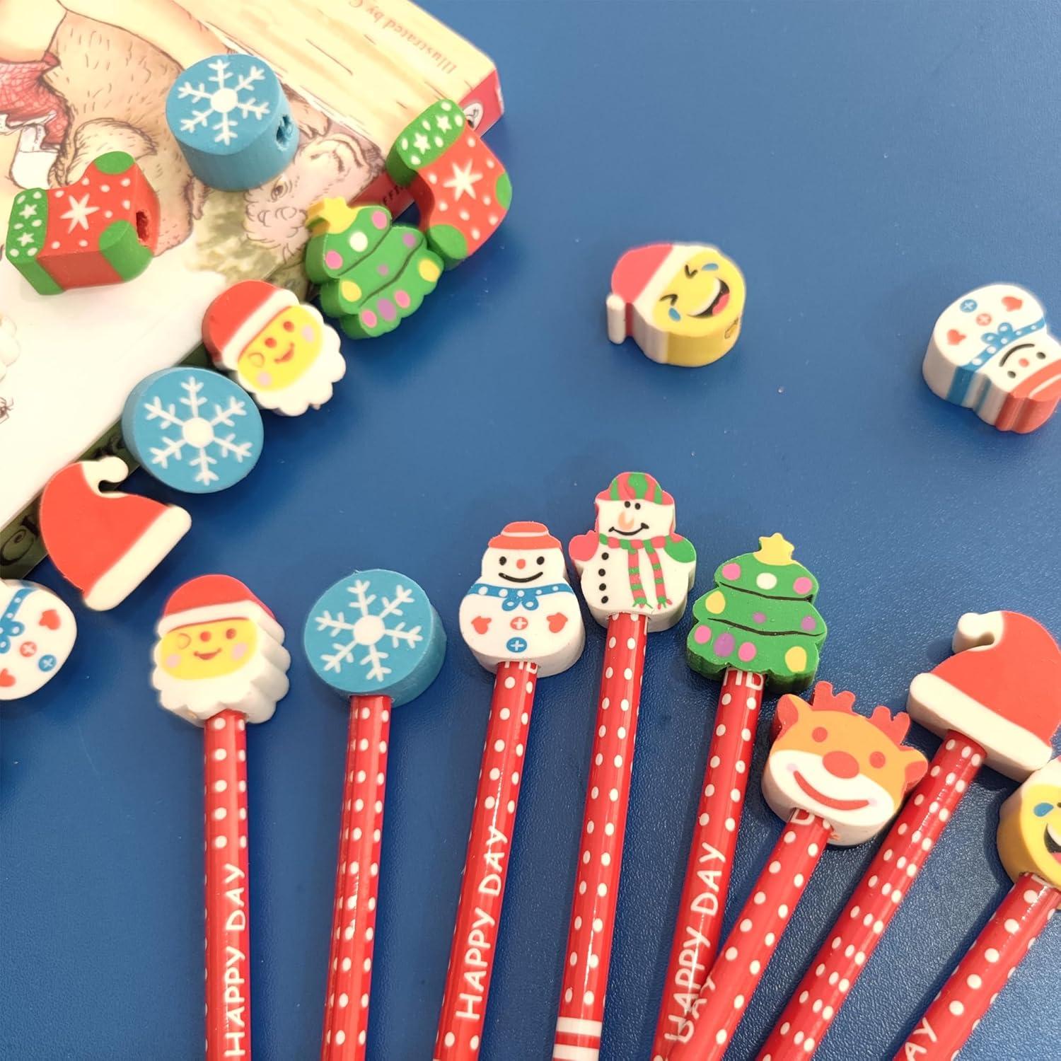 Set de 28 Lápices de Navidad QDXATIVP con Borradores Divertidos