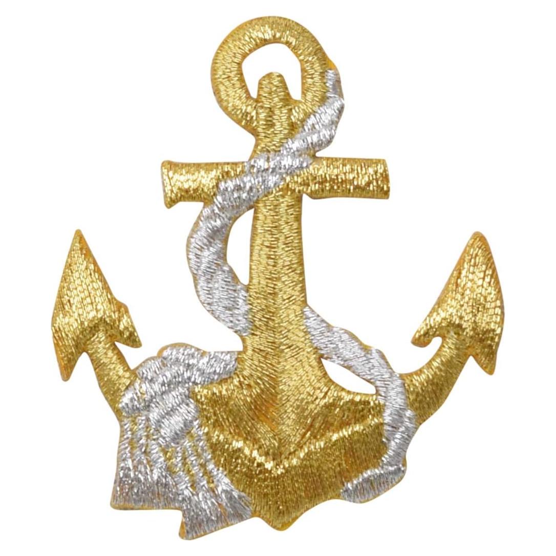 Parche Bordado Náutico Ancla Dorada 6.03x5.40 cm