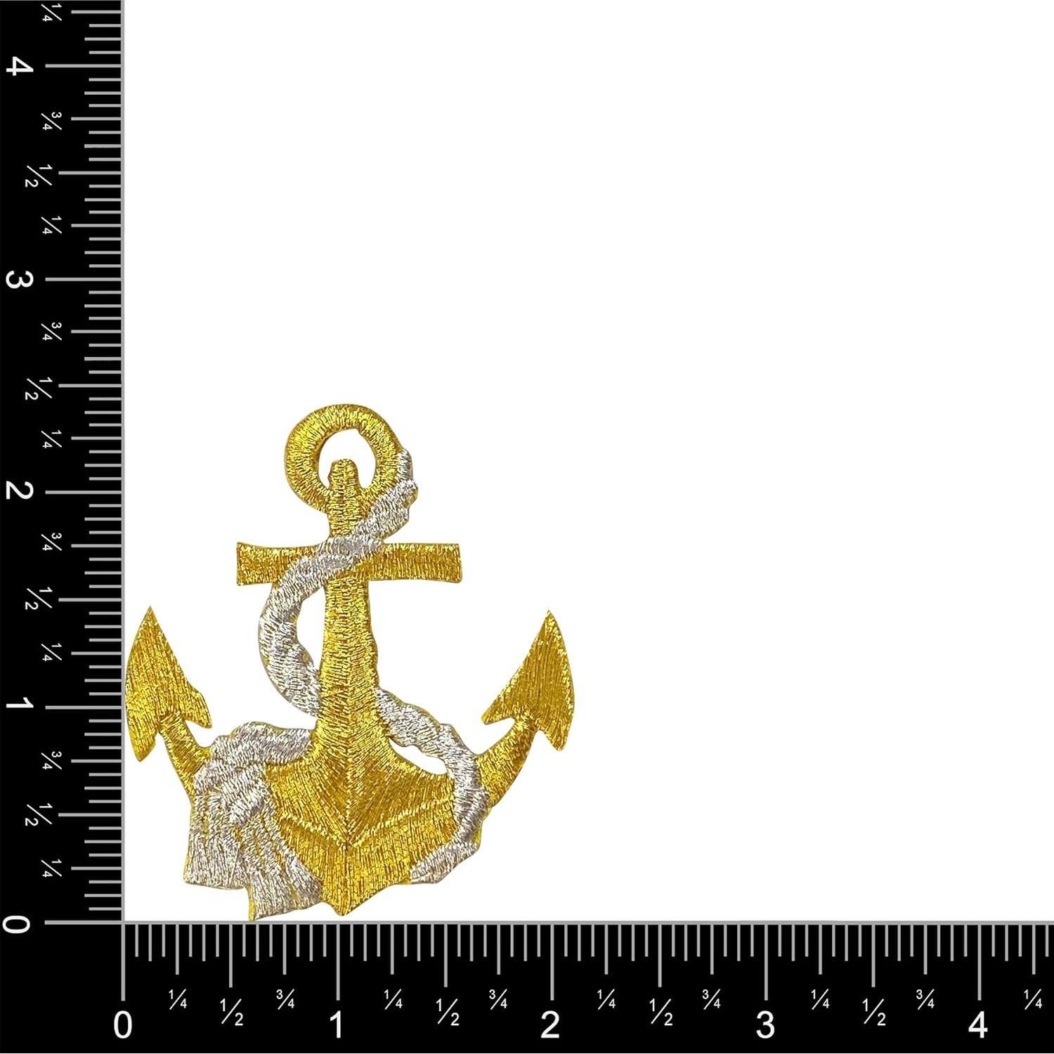 Parche Bordado Náutico Ancla Dorada 6.03x5.40 cm