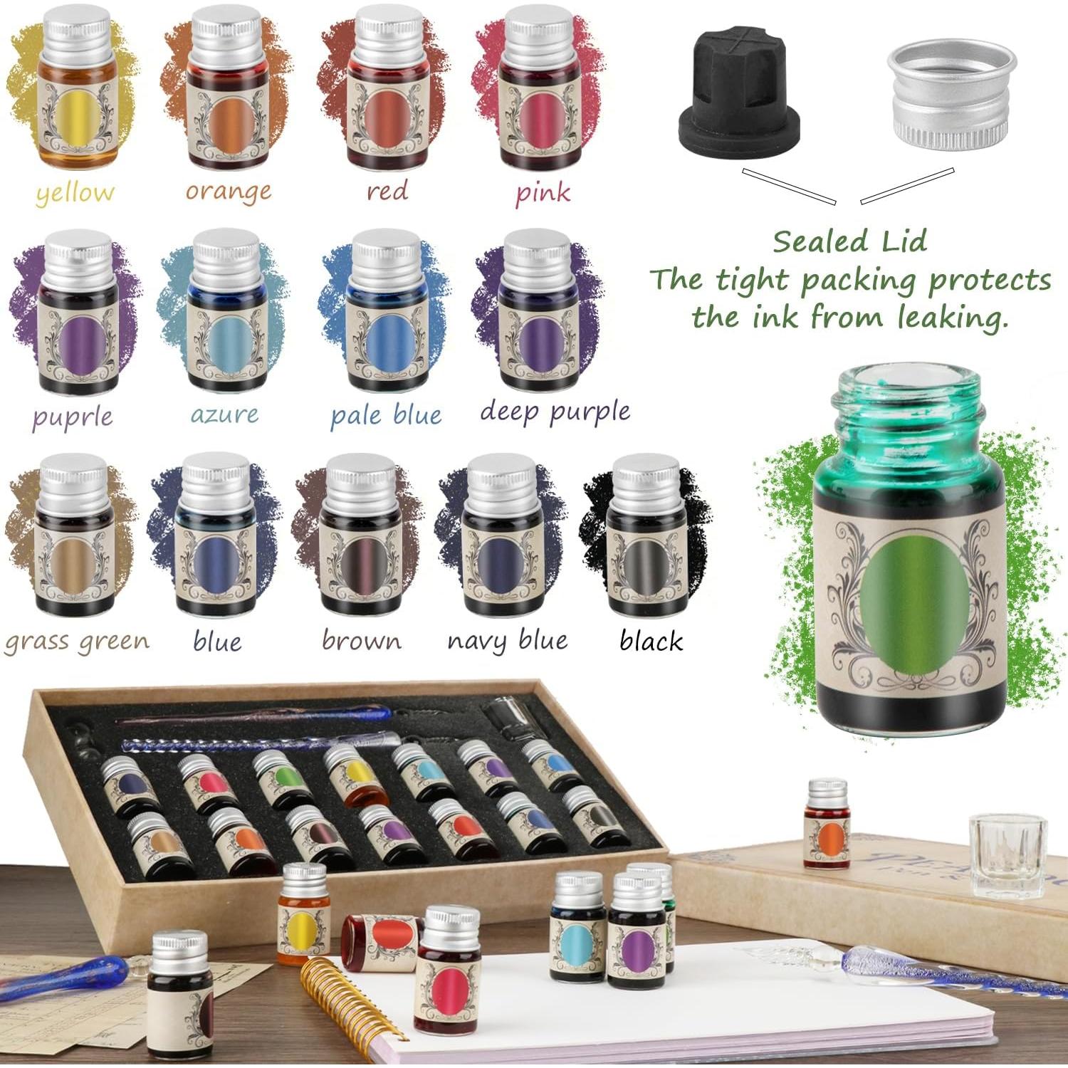 Set de Plumas de Caligrafía YICMY con 14 Tintas de 7ml