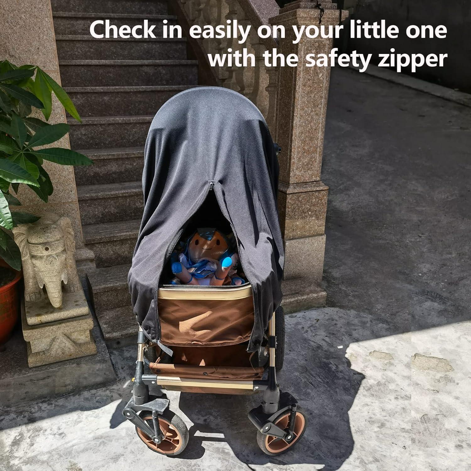 Sombra para Cochecitos de Bebé UV UPF50+ Ajuste Universal Negra