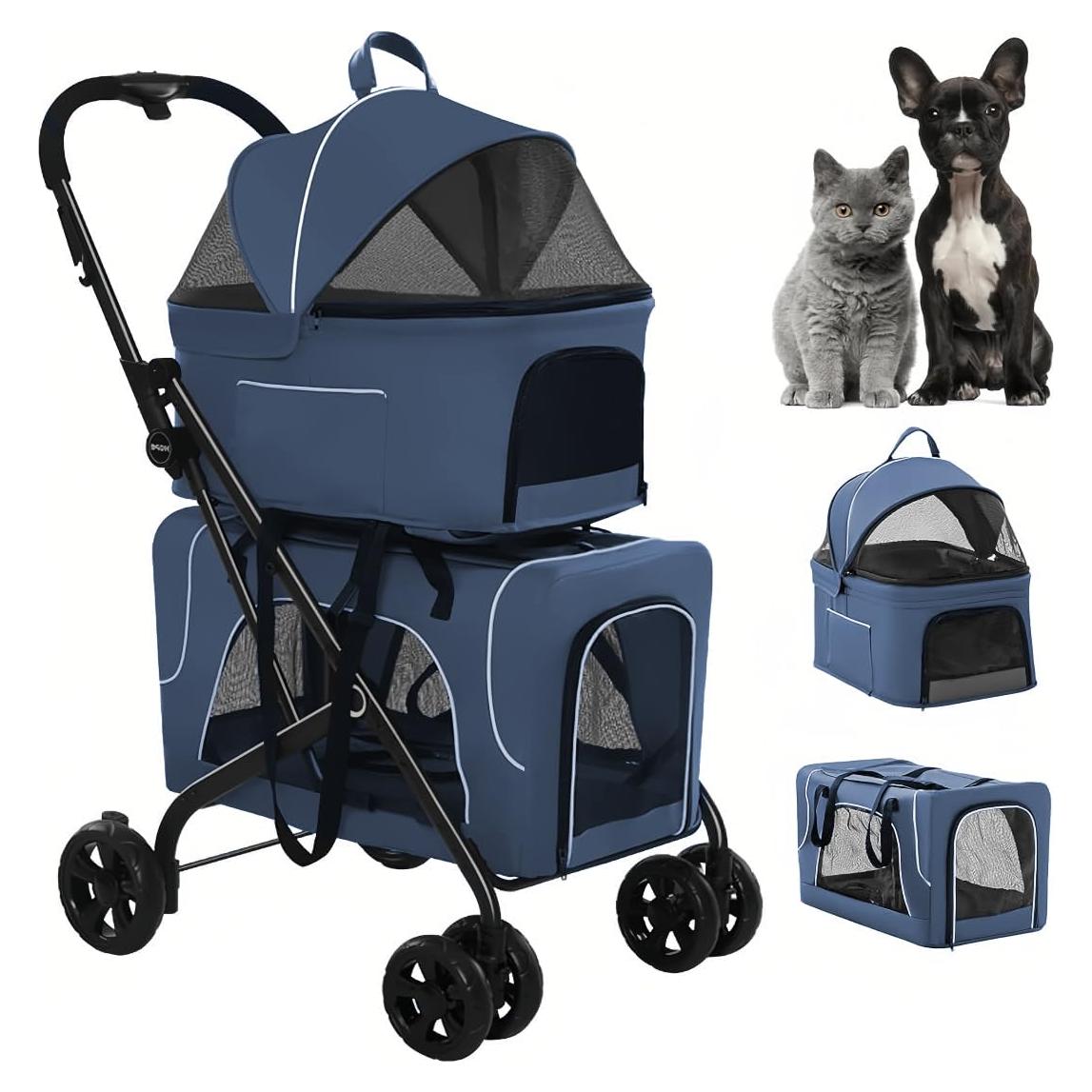 Carrito de Mascotas UpNorthStar Plegable con 2 Transportadoras