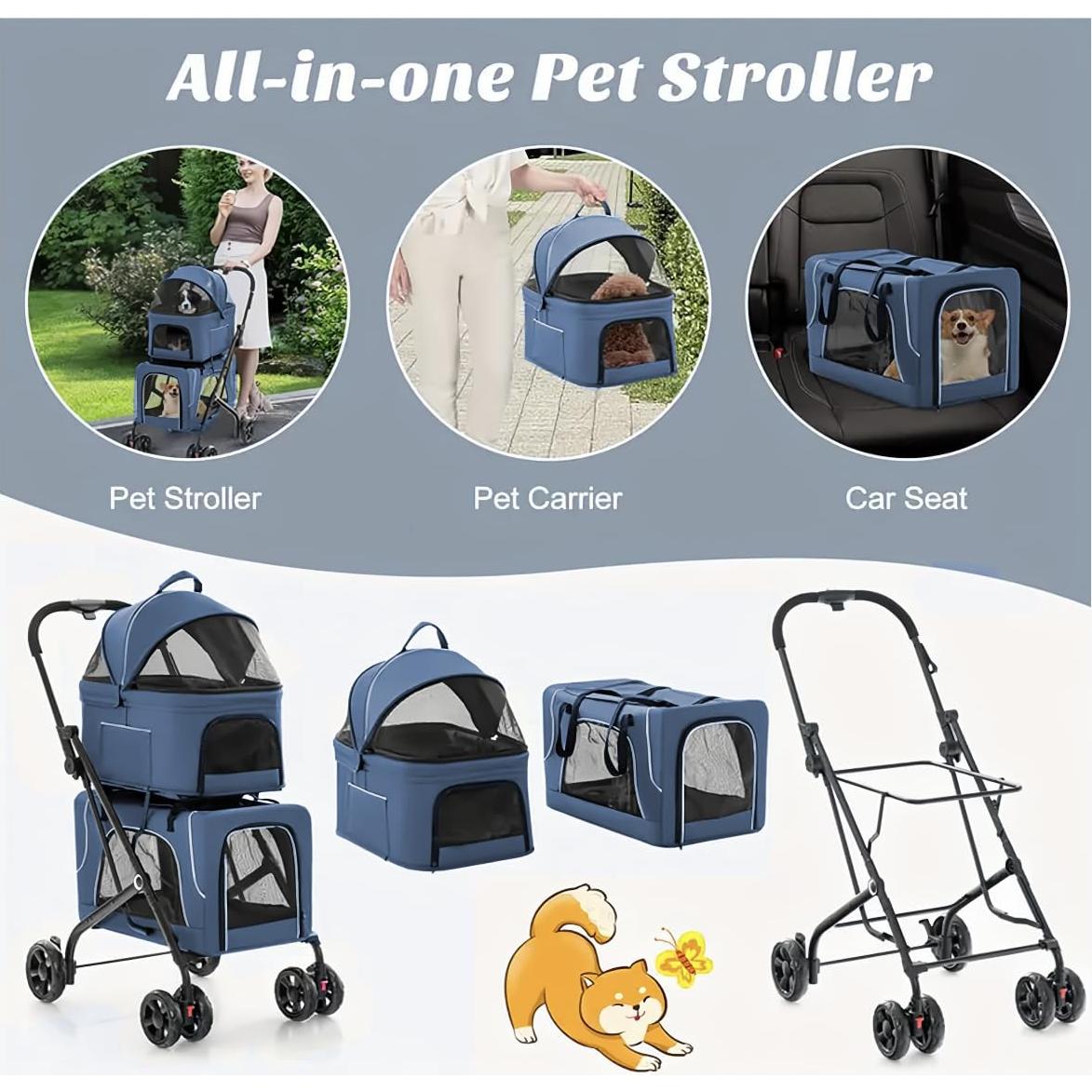 Carrito de Mascotas UpNorthStar Plegable con 2 Transportadoras