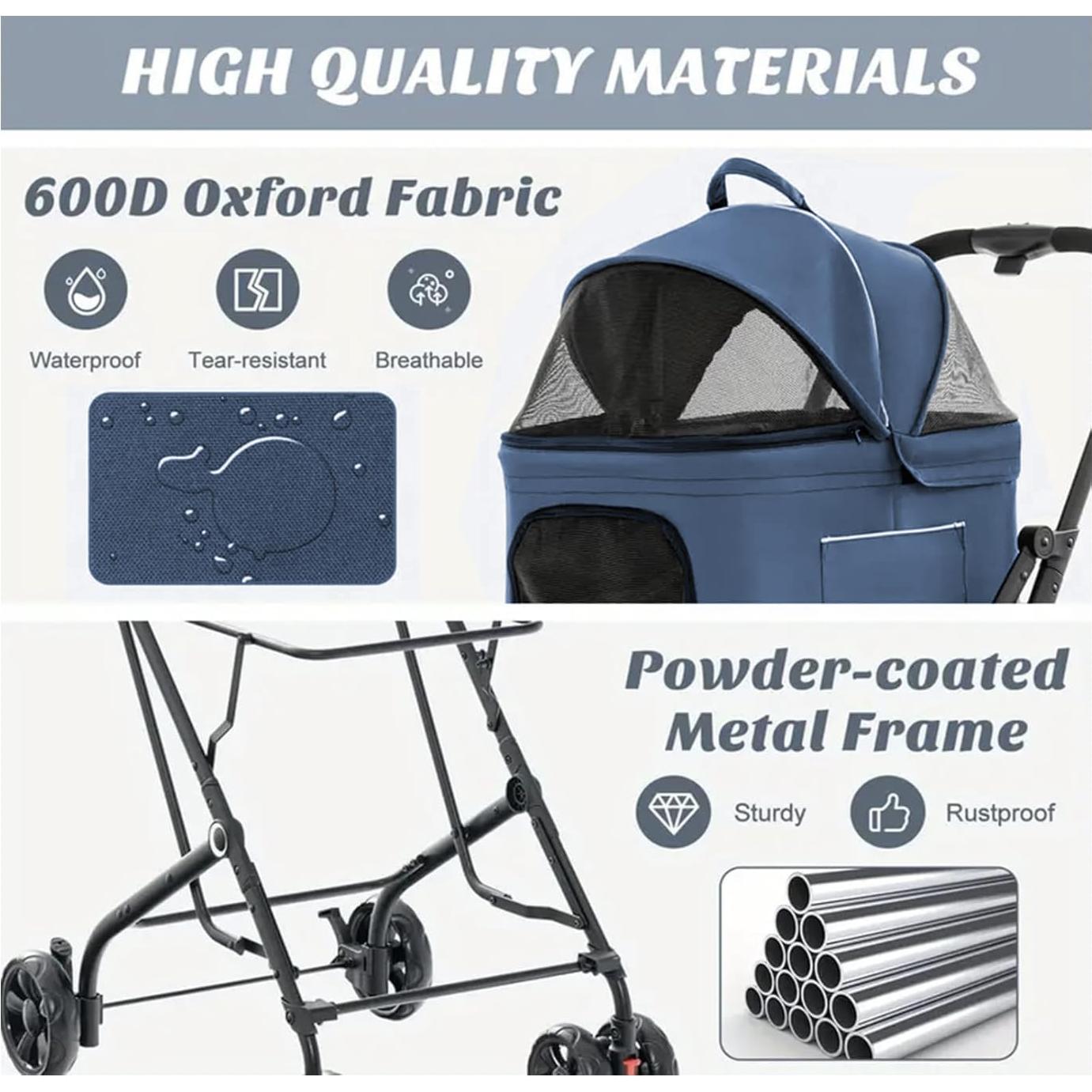 Carrito de Mascotas UpNorthStar Plegable con 2 Transportadoras