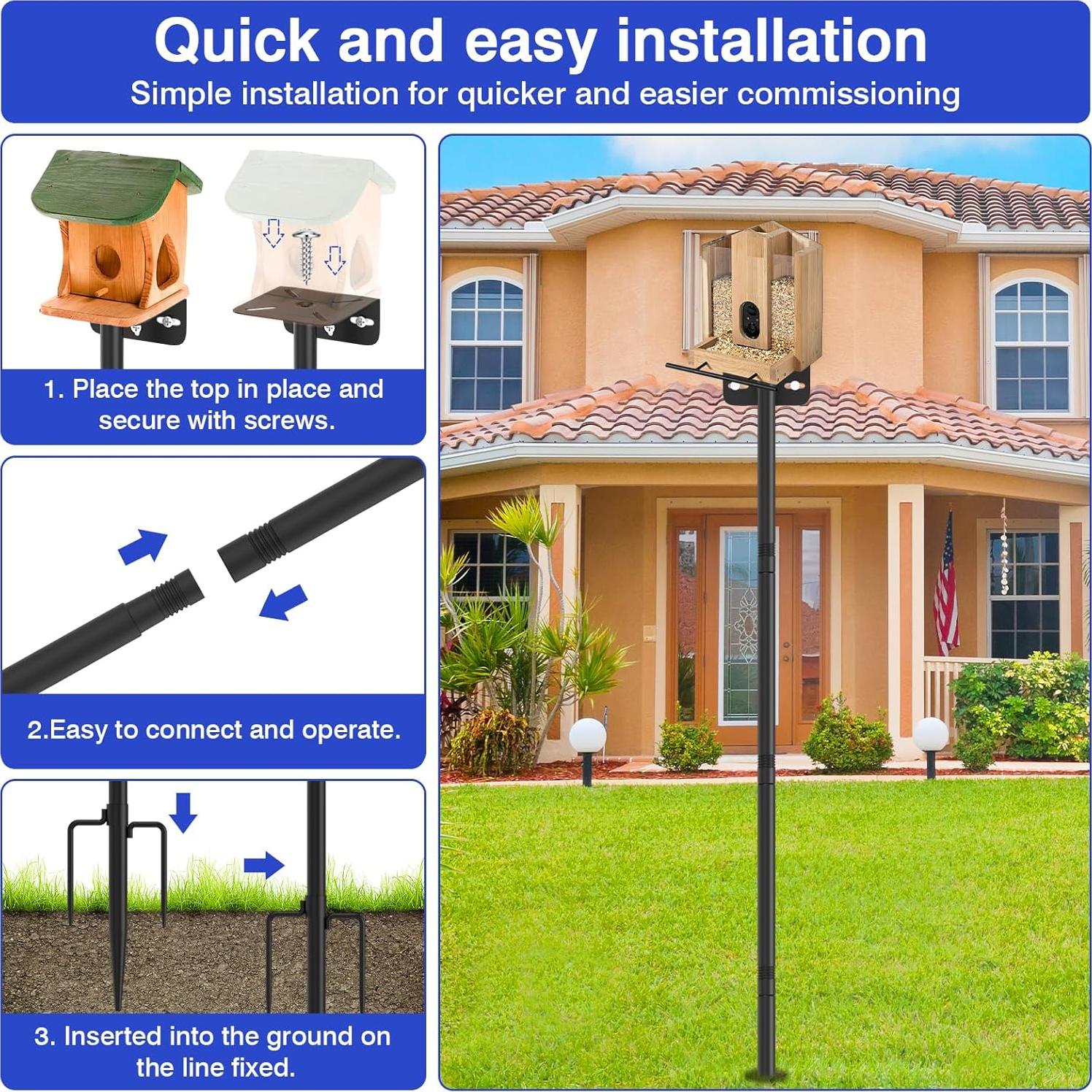 Poste Ajustable para Comederos de Aves AHRLHR 203 cm Metal