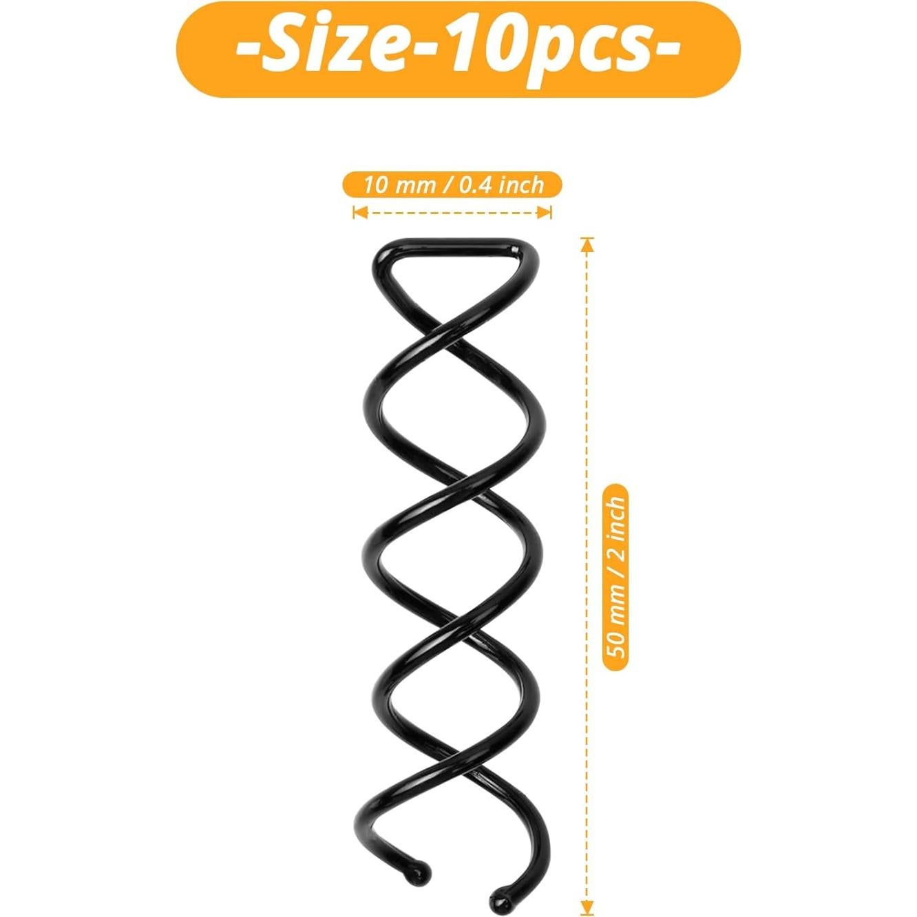 Set de 10 Pinzas para Cabello en Espiral Defutay - Negro