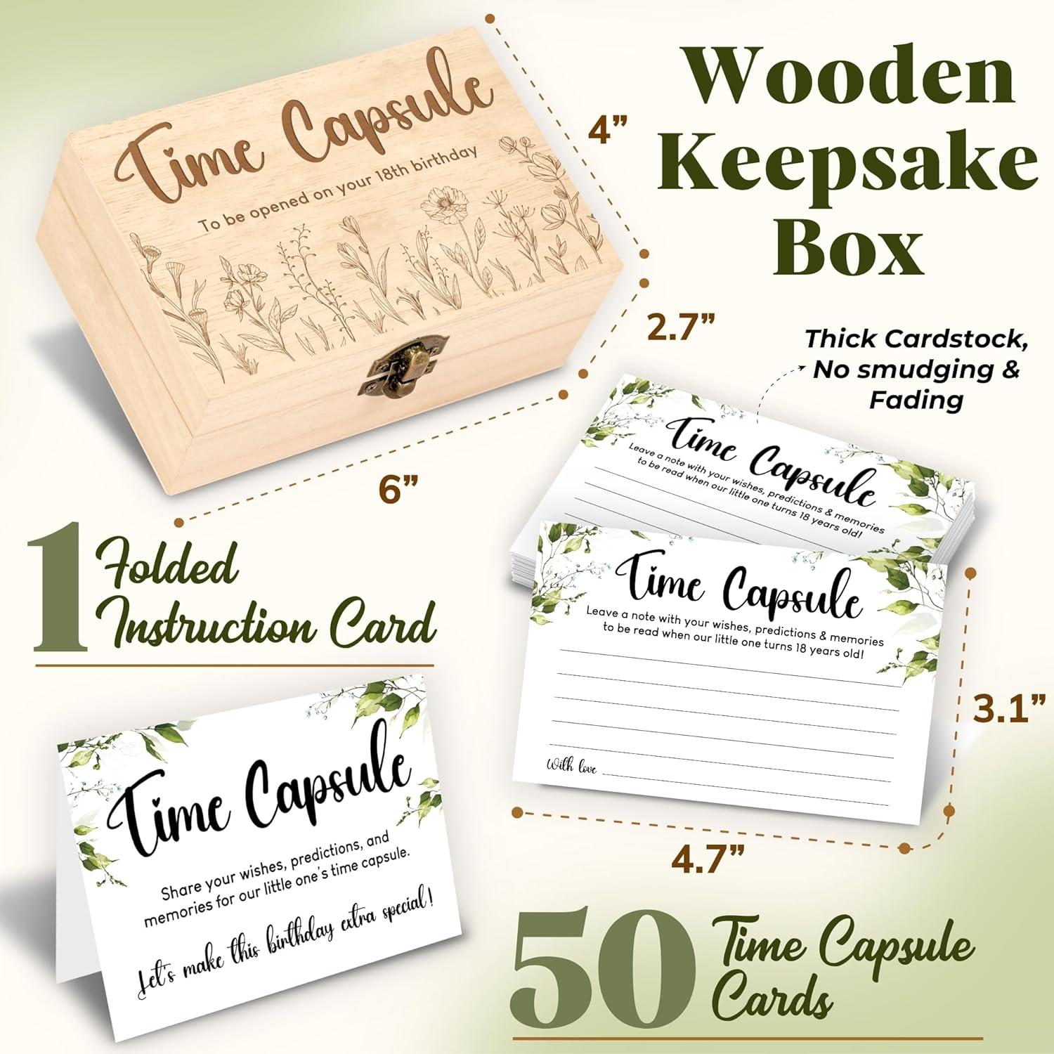 Caja de cápsula del tiempo para bebés WOODAMORE - 50 Pcs