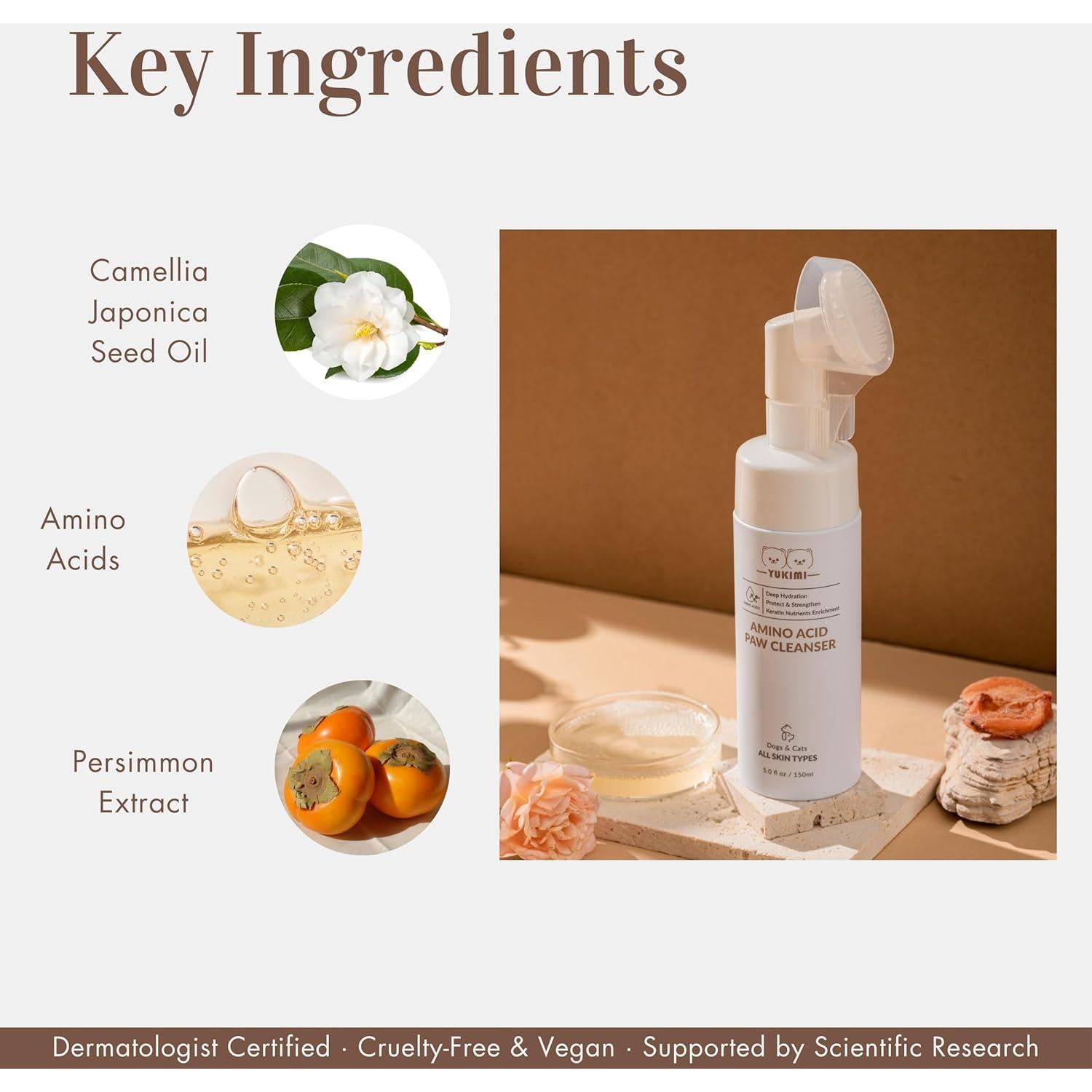 Limpiador de Patas YUKIMI 148 ml Hipoalergénico con Cepillo