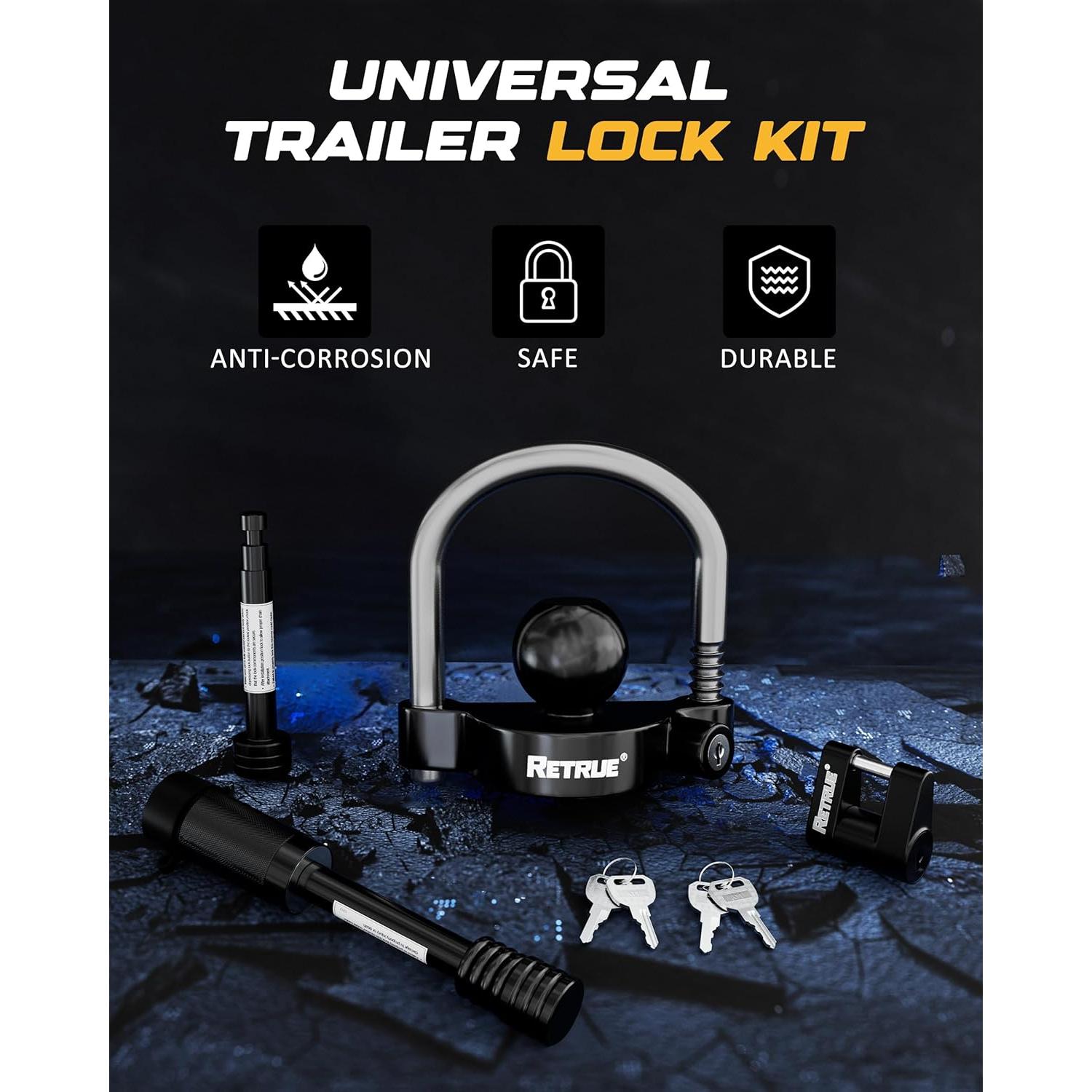 Kit de Cerraduras para Remolque RETRUE Negro - 3 Llaves Iguales