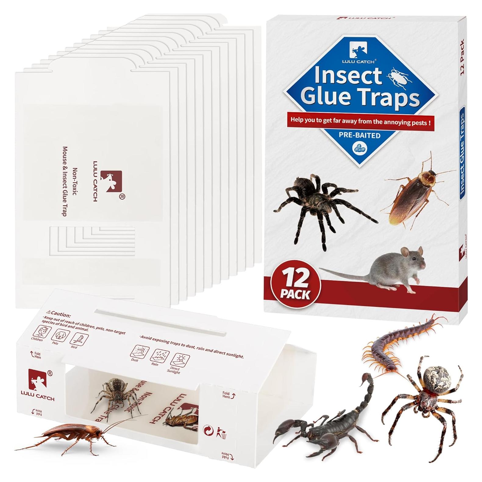 Trampas de Pegamento LULUCATCH 12 Piezas para Ratones e Insectos