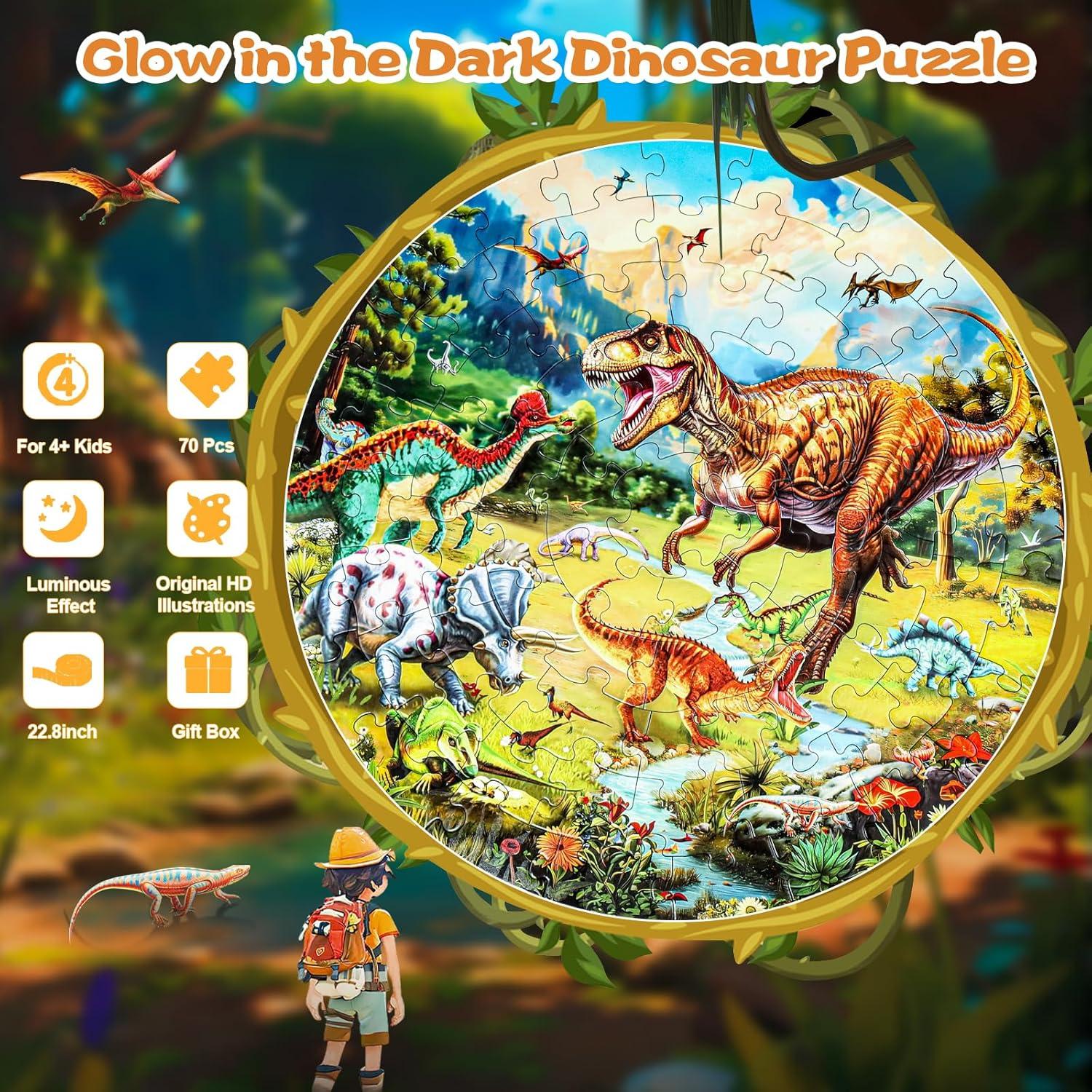 Rompecabezas de Piso Dinosaurio Brillante DIGOBAY 70 Piezas