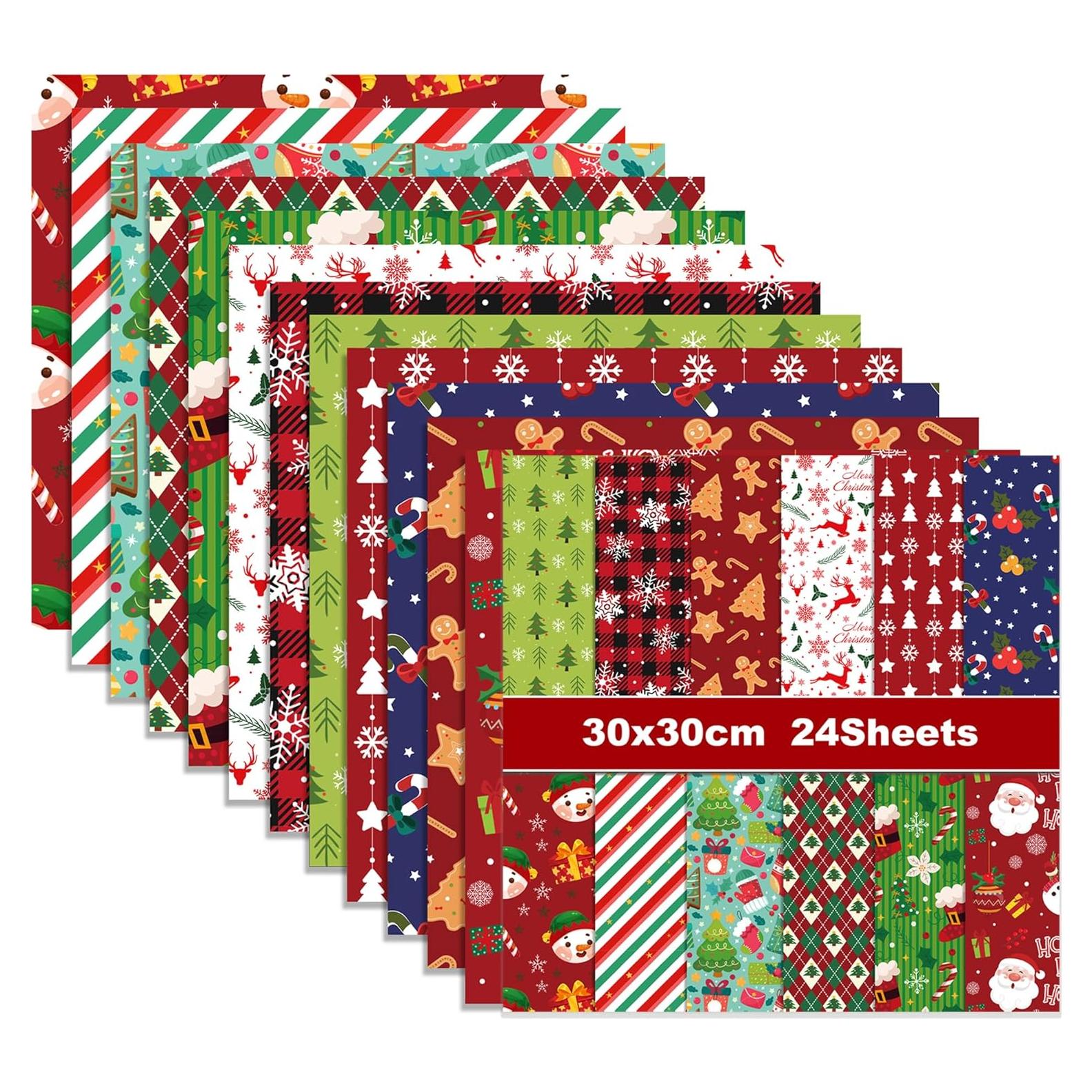 Juego de papel de scrapbook navideño GJKTOPO 30x30cm 24 hojas